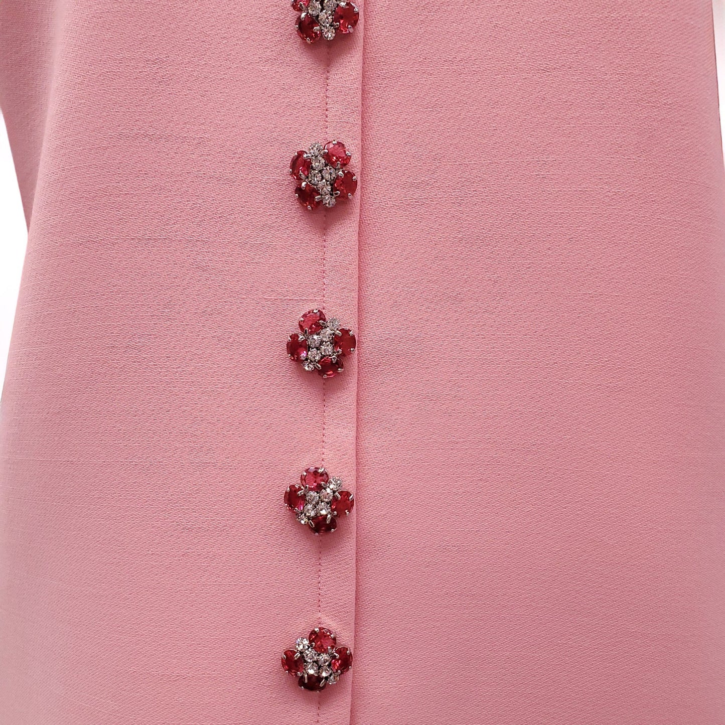DOLCE & GABBANA PINK ROSE FLORAL CRYSTAL DRESS - SIZE 46