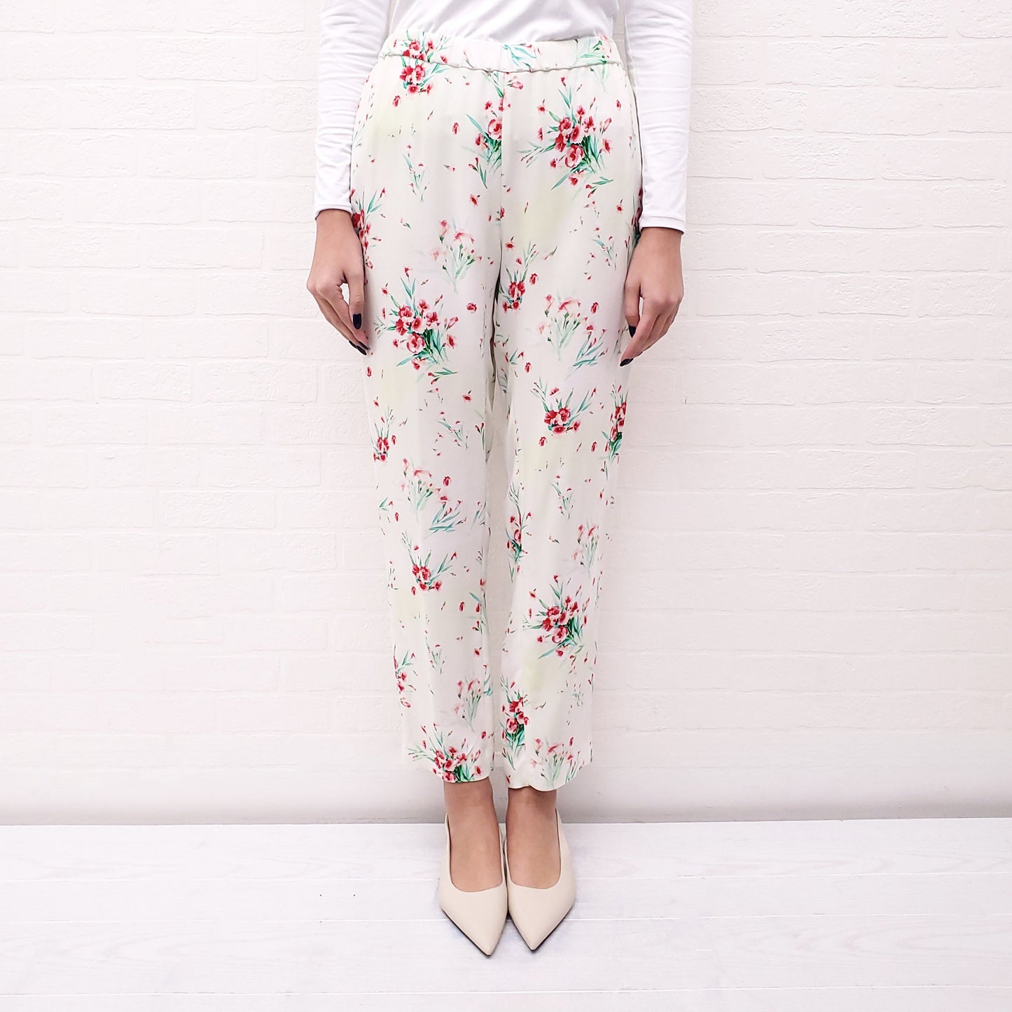 DRIES VAN NOTEN FLORAL CREAM PANTS - SIZE 40