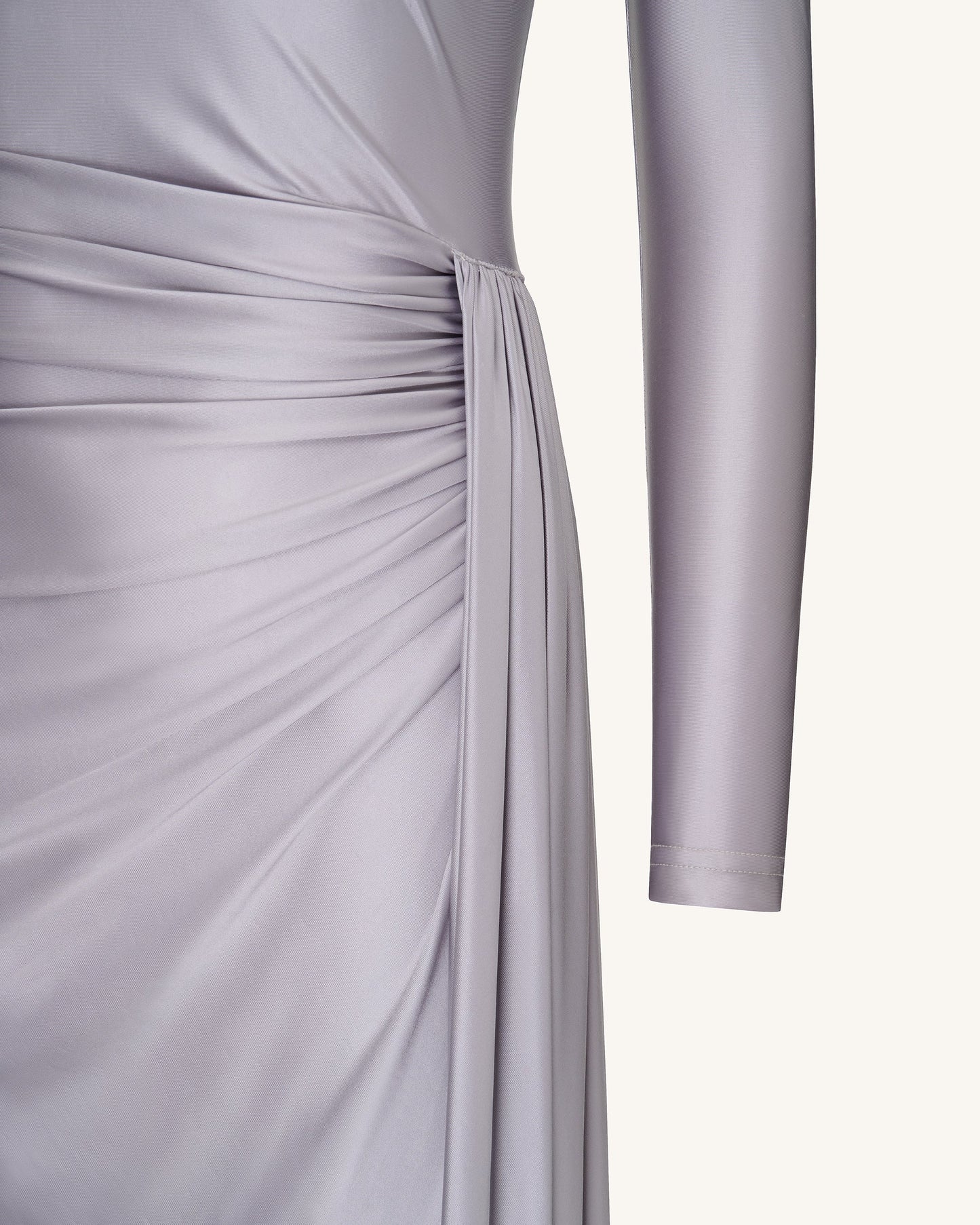 Amara Metallic Ruched Dress - Silver
