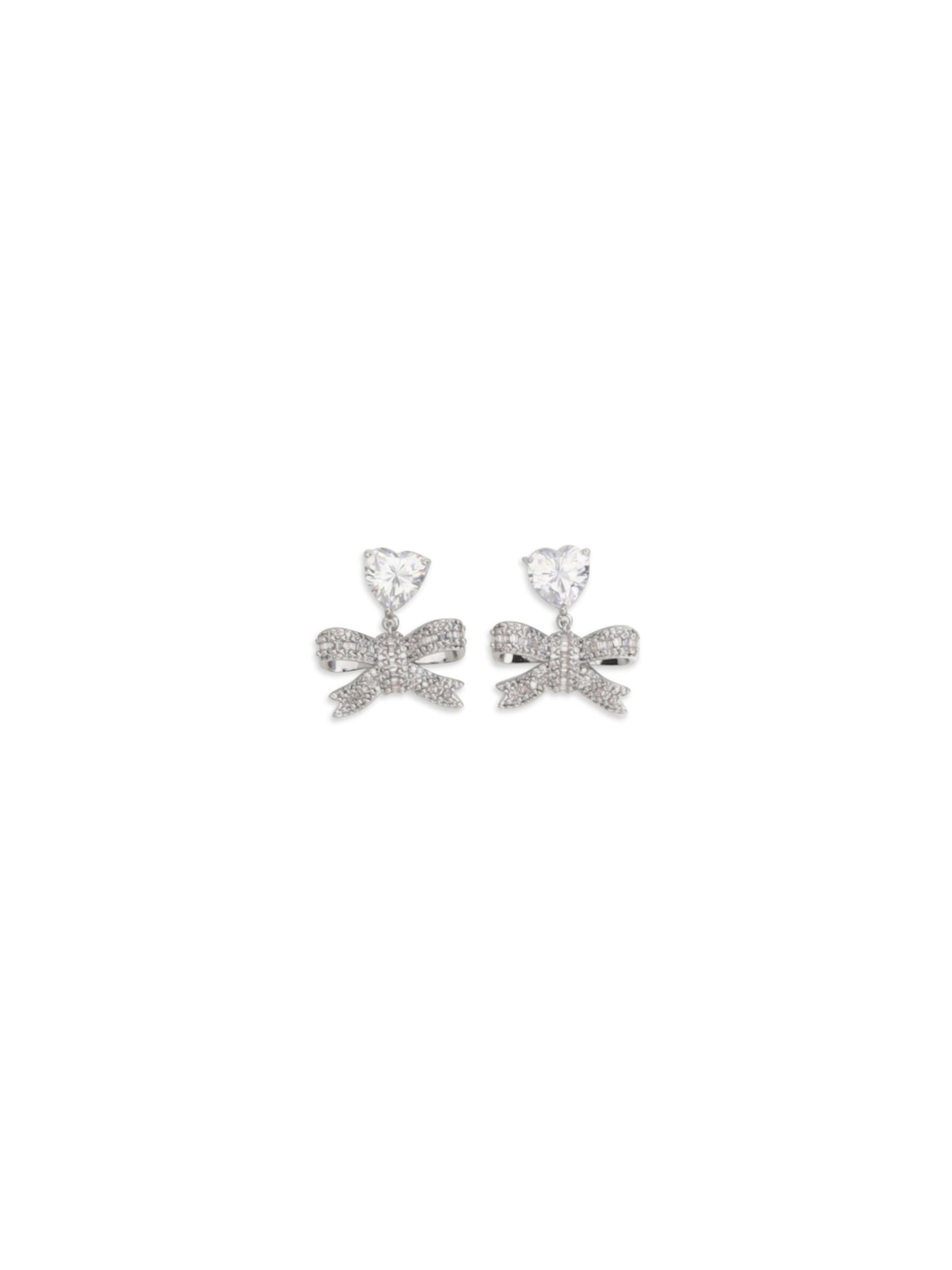 Self-Portrait Women Heart-Shaped Crystal Bow Drop Earrings