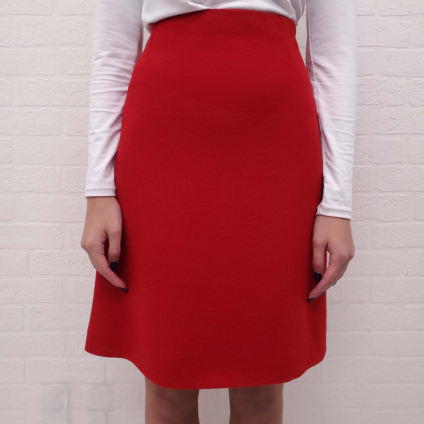 EDWARD ACHOUR PARIS RED TWEED SKIRT - SIZE 42