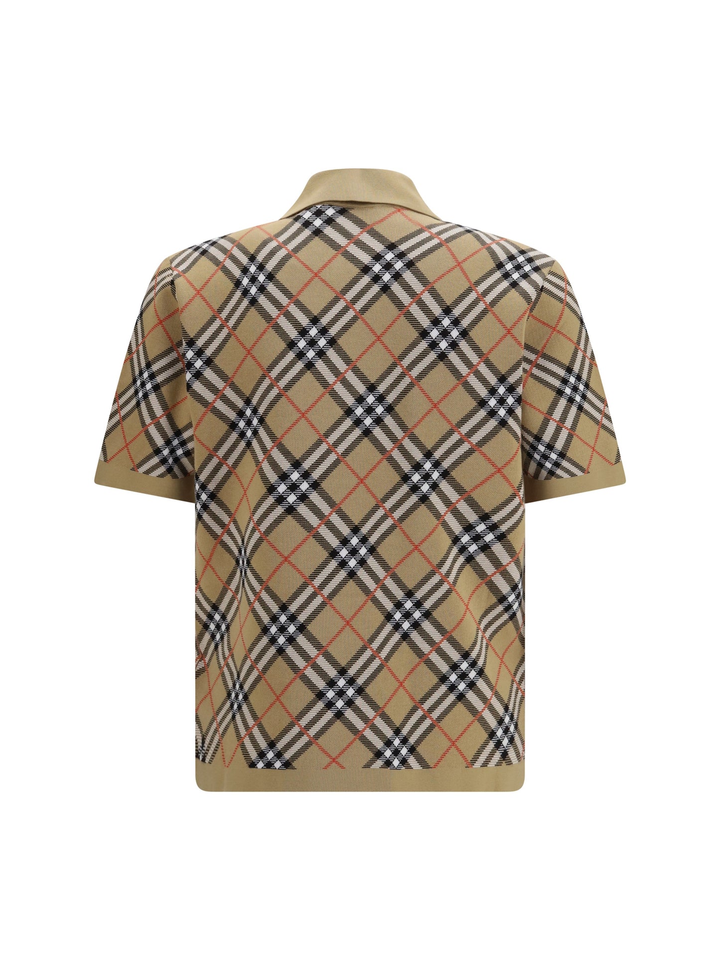 Burberry Men Check Cotton Blend Polo Shirt