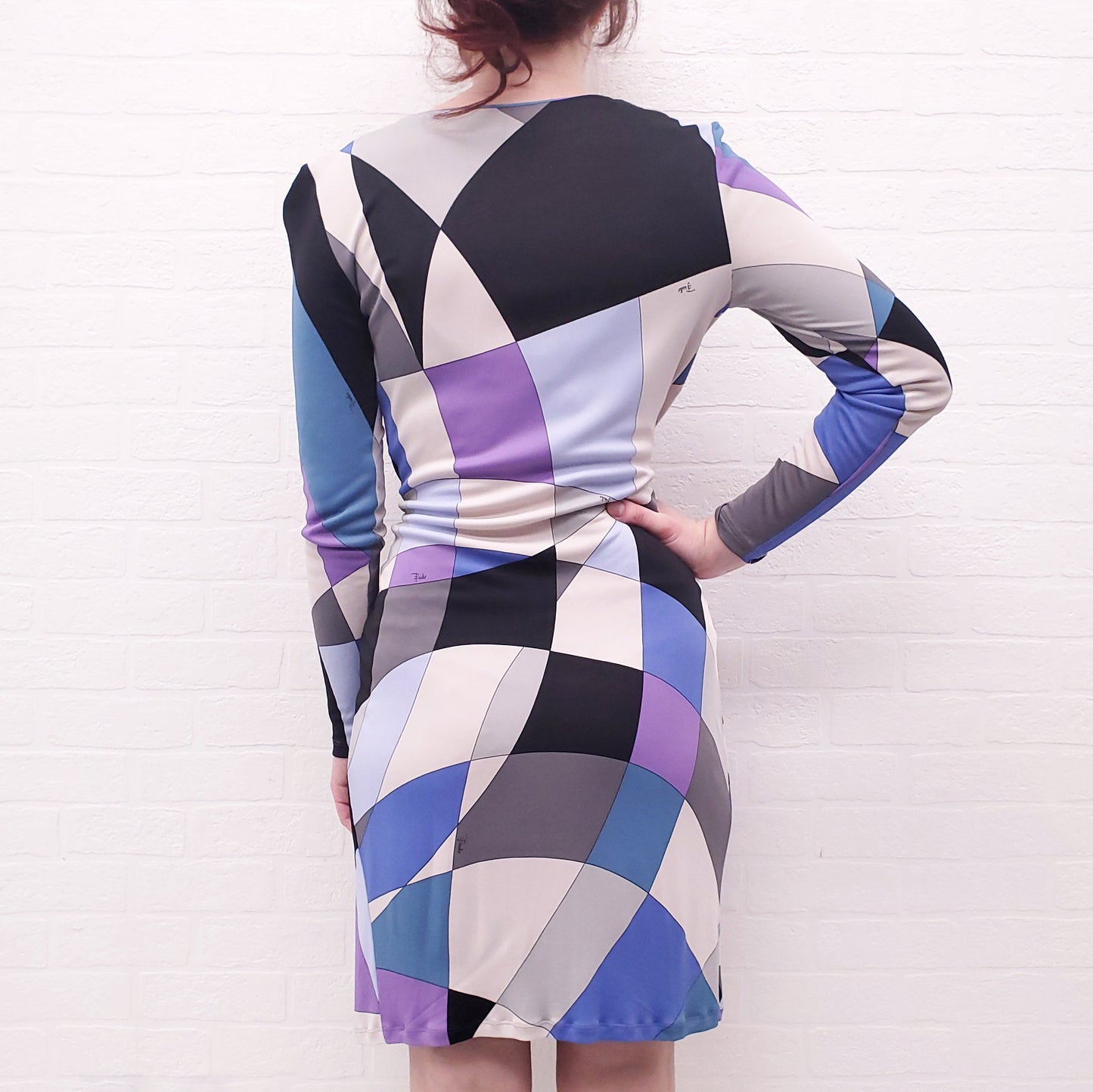 EMILIO PUCCI BLUE PATTERNED DRESS - SIZE 8