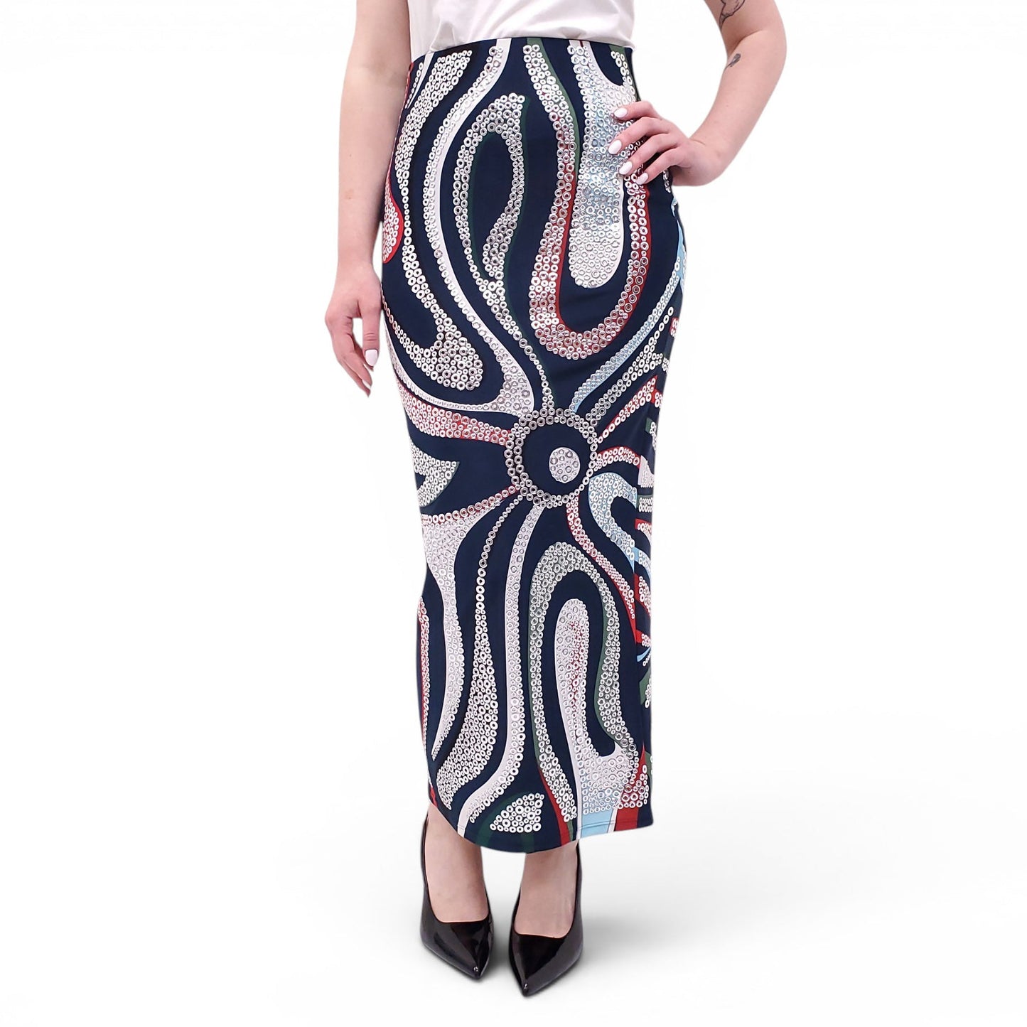 EMILIO PUCCI GROMMET-EMBELLISHED MAXI SKIRT - SIZE L