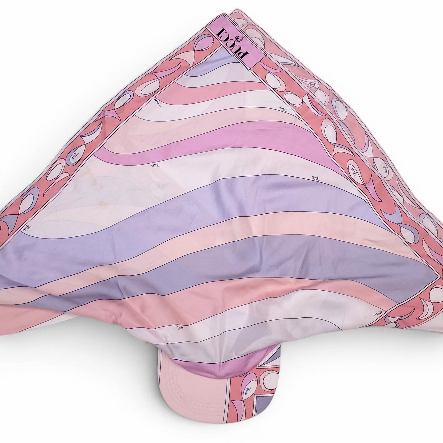 EMILIO PUCCI PINK PATTERNED SILK TWILL VISOR - SIZE 2