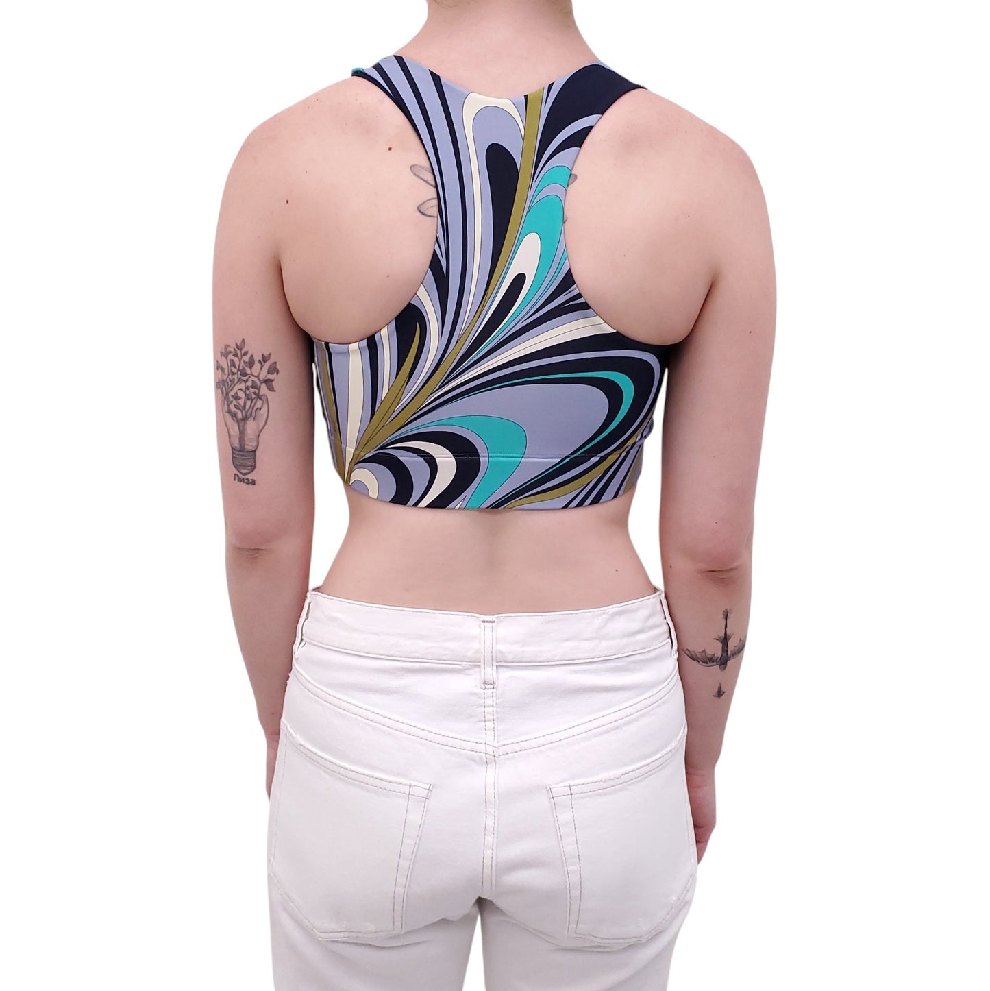 EMILIO PUCCI PURPLE PATTERNED SPORTS BRA - SIZE S
