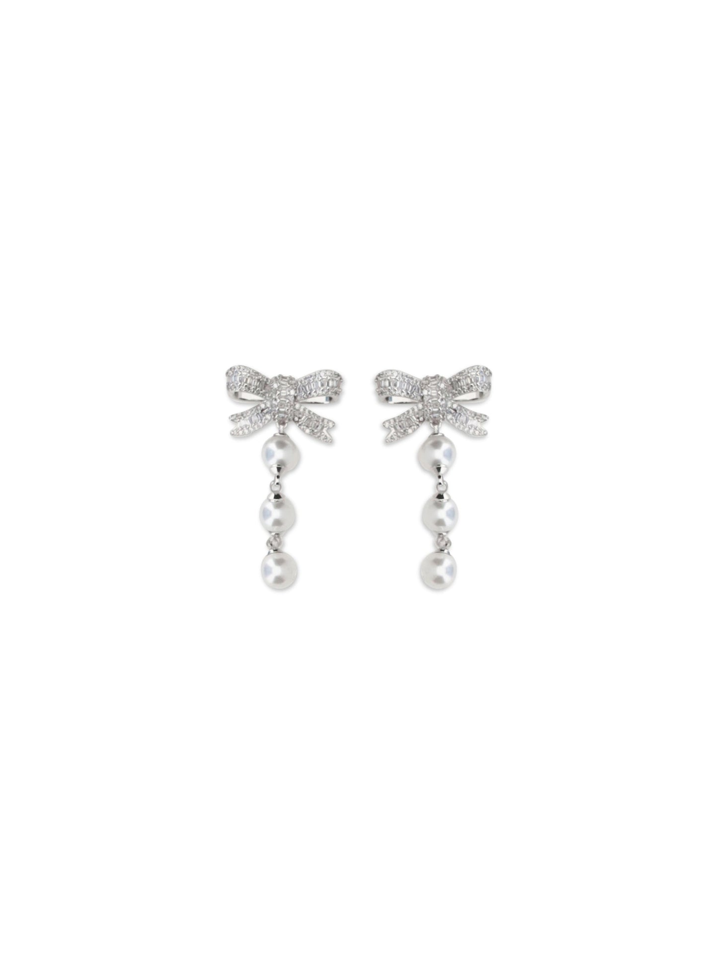 Self-Portrait Women Crystal Bow And Pearl Drop Earrings