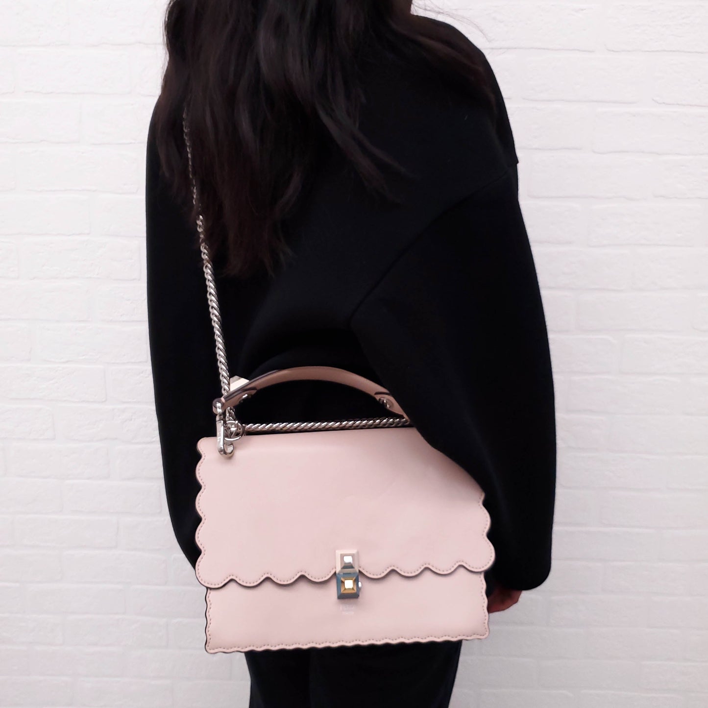 FENDI BABY PINK 'MINI KAN' SHOULDER BAG