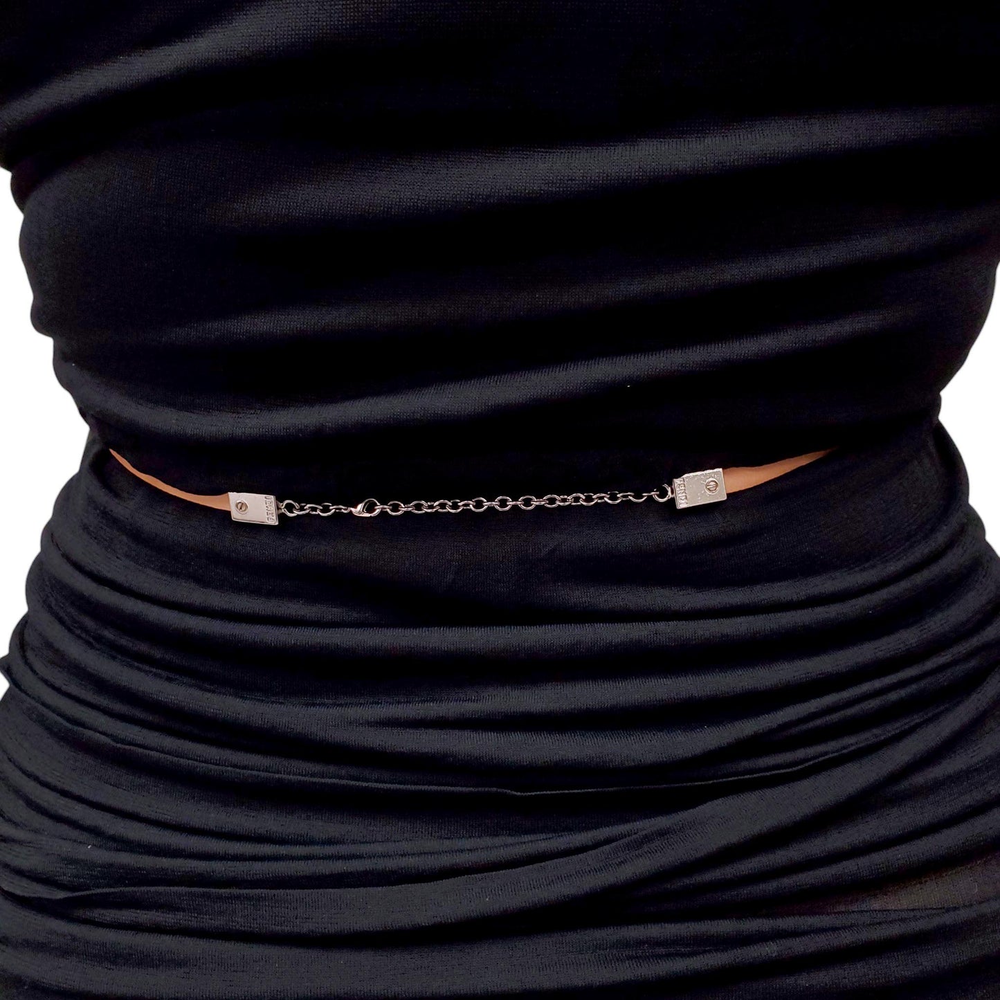 FENDI BLACK DRESS WITH ORANGE BELT - SIZE 40