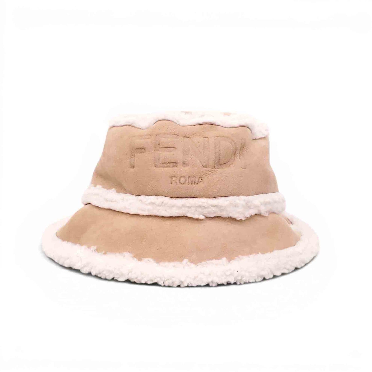 FENDI LOGO SHEARLING HAT - MEN'S SIZE S