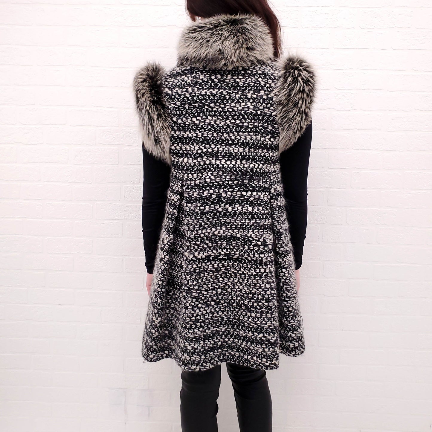 FENDI SWEATER JACKET WITH FUR - SIZE 40