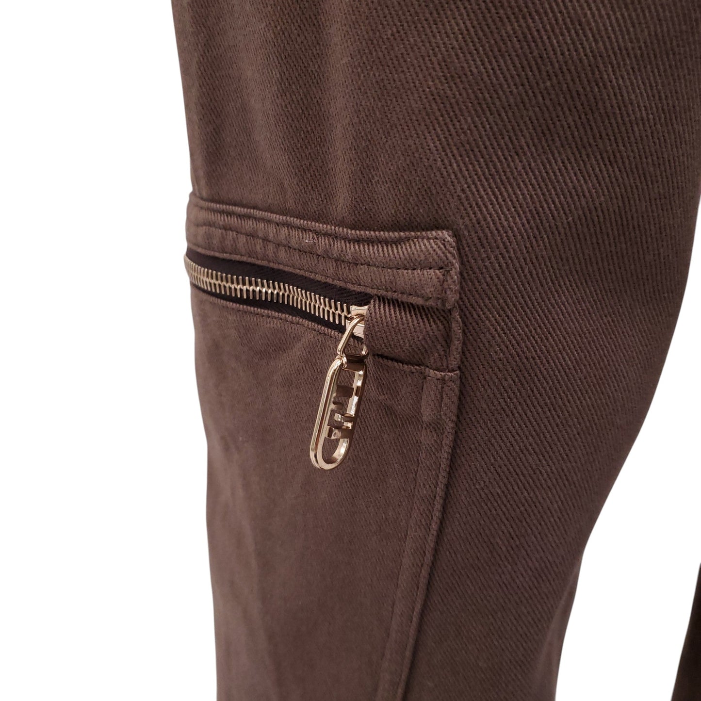 FENDI TAUPE CARGO PANTS WITH LOGO ZIPPERS - SIZE 38