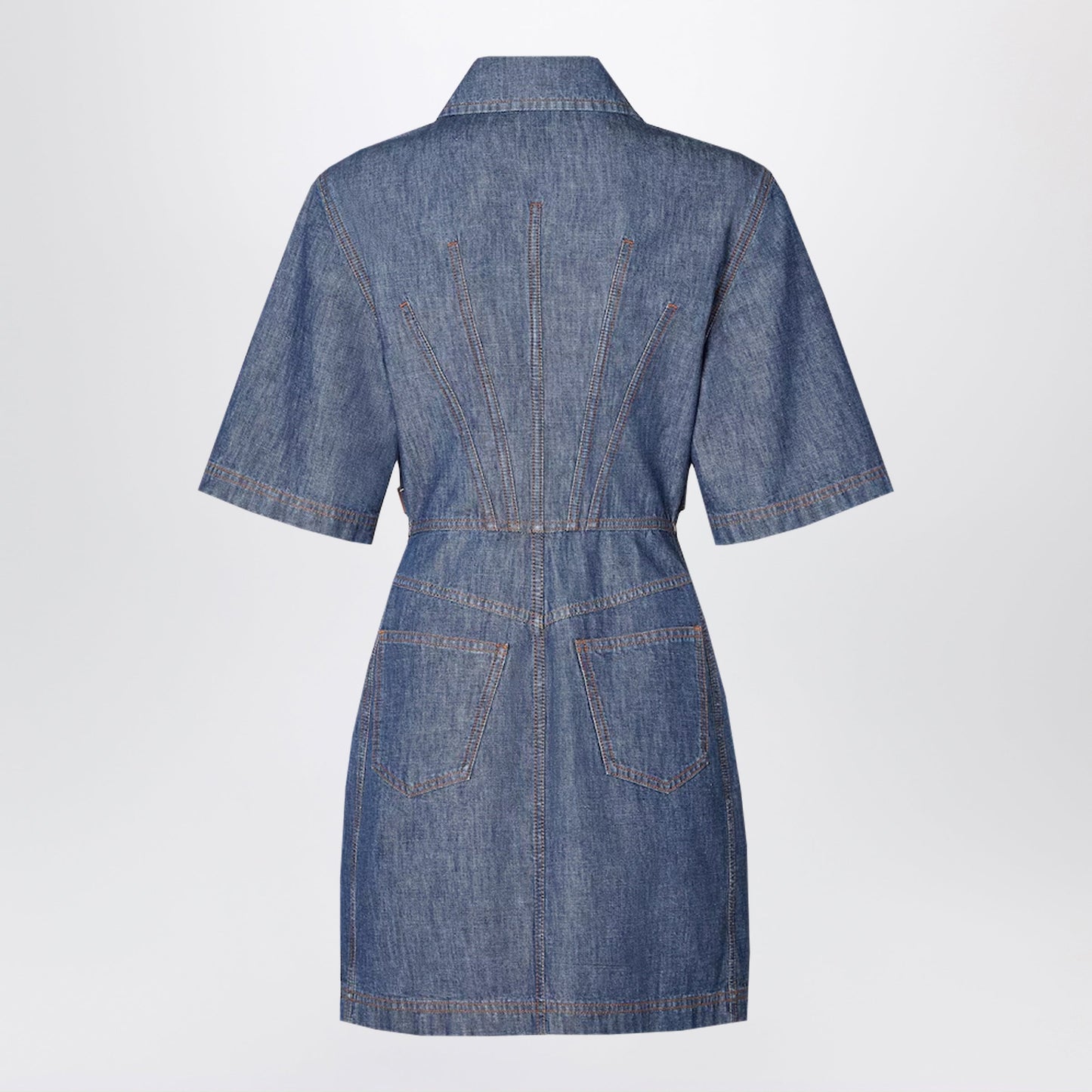 Fendi Navy Blue Chambray Dress Women