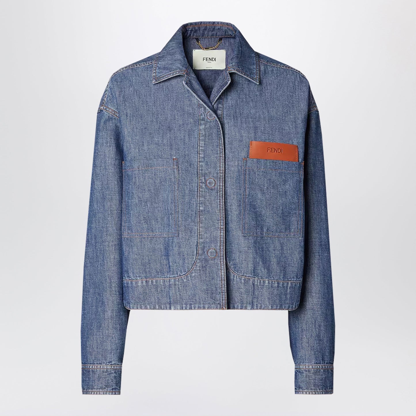 Fendi Navy Blue Chambray Jacket Women