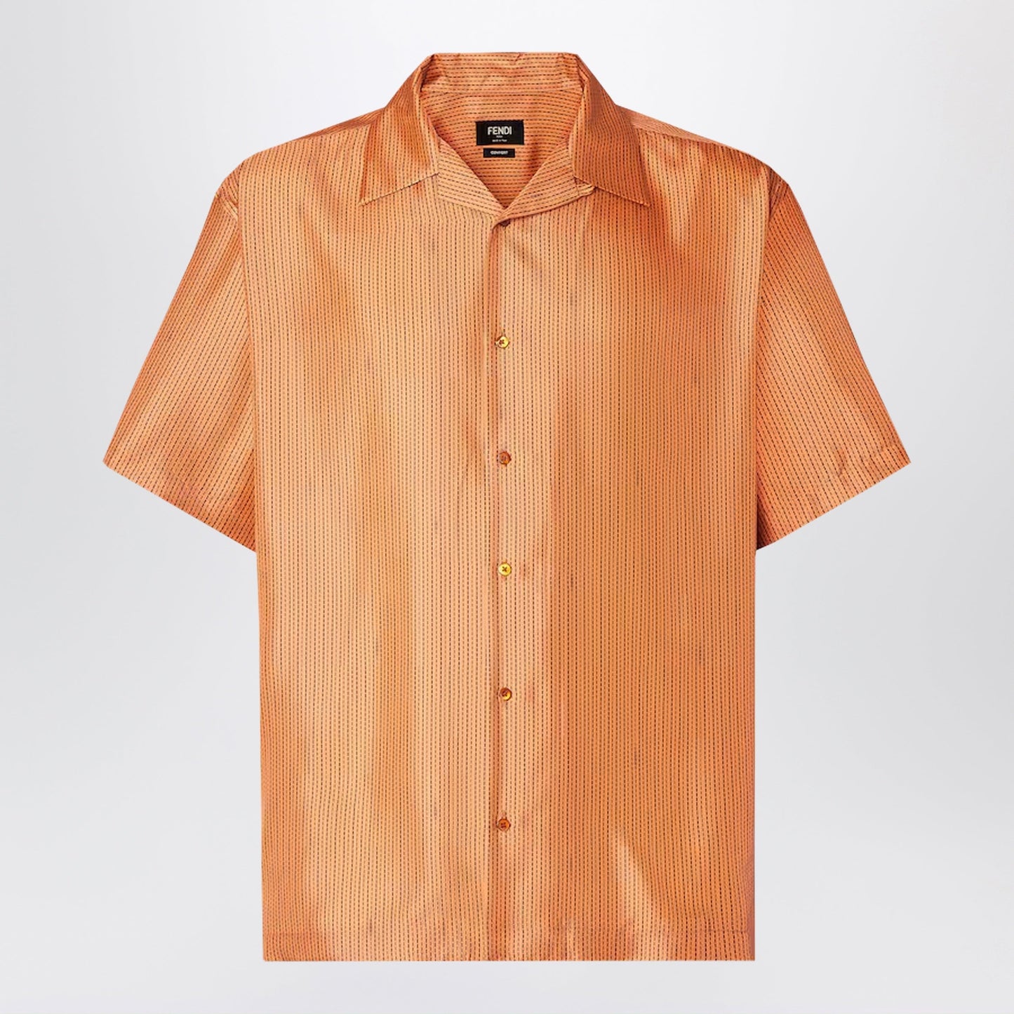 Fendi Orange Silk Shirt Men