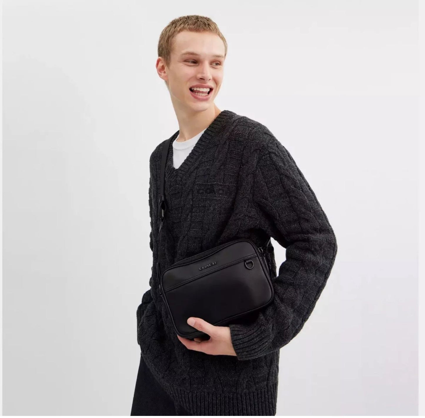 NWT Coach Men’s Graham Crossbody Bag In Smooth Calf Leather- Black
