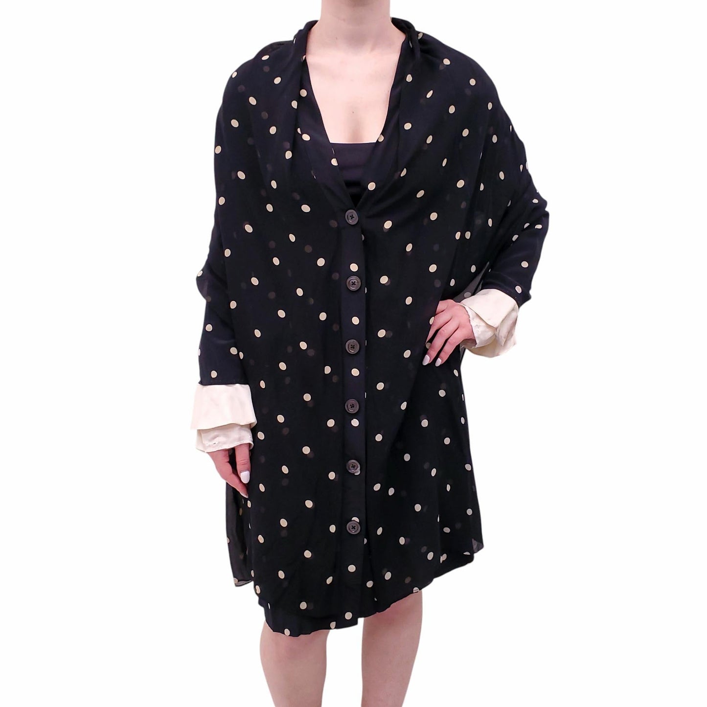 GIANFRANCO FERRE POLKA DOT CARDIGAN - SIZE L