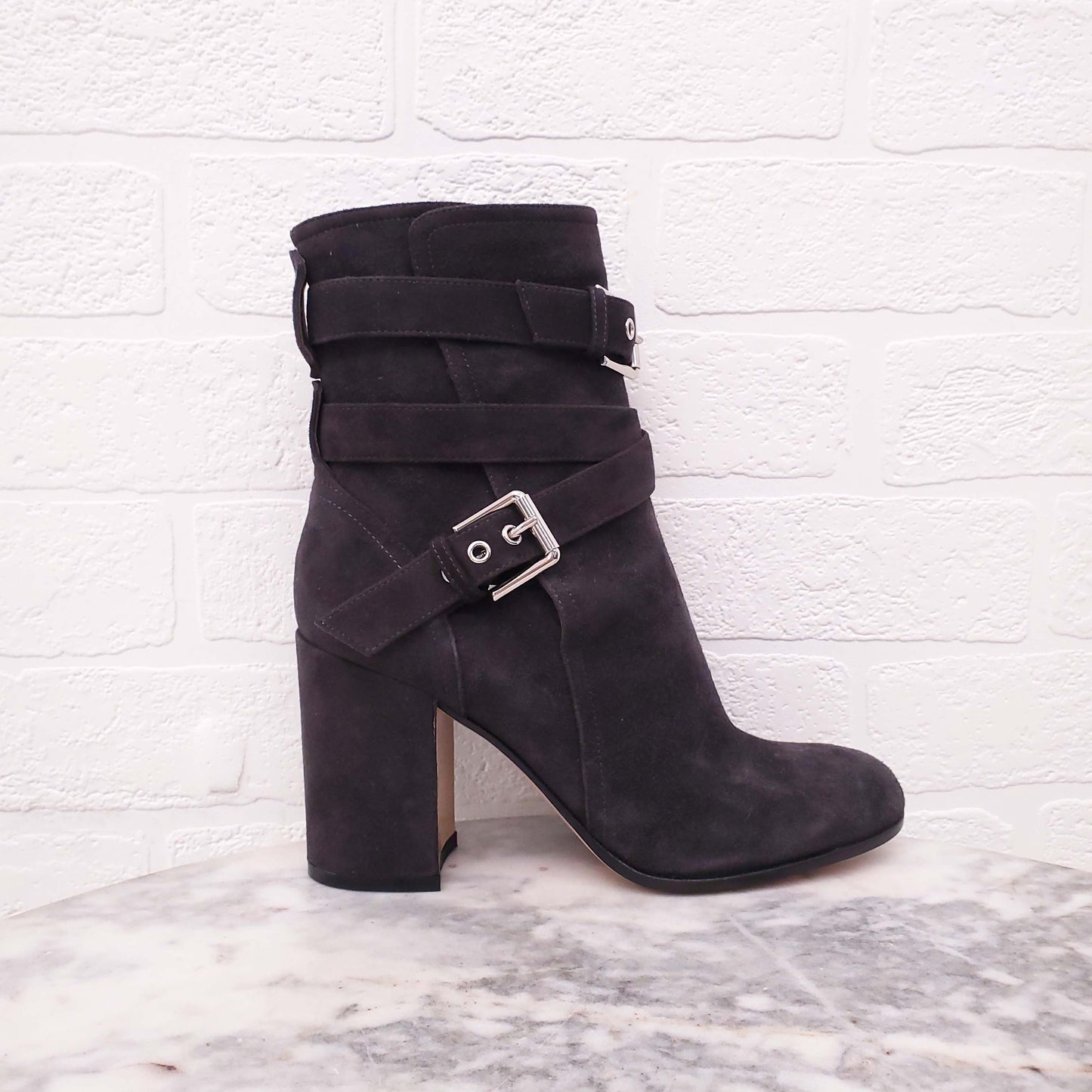 GIANVITO ROSSI GREY SUEDE BOOTIES - SIZE 36.5