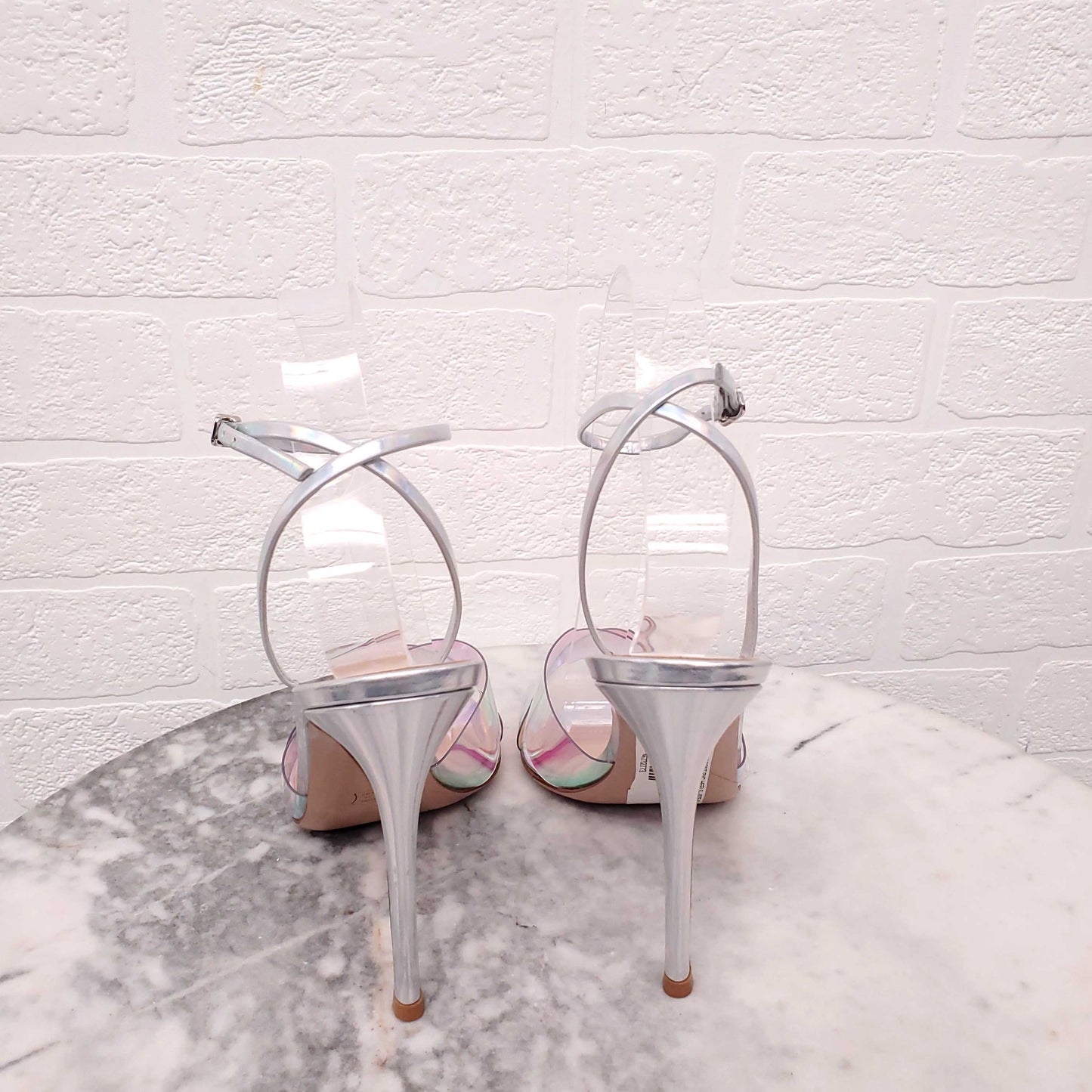 GIANVITO ROSSI IRRIDESCENT PVC HEELS - SIZE 40