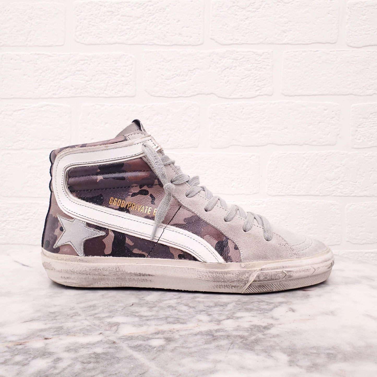 GOLDEN GOOSE CAMO 'SLIDE' SNEAKERS - SIZE 36