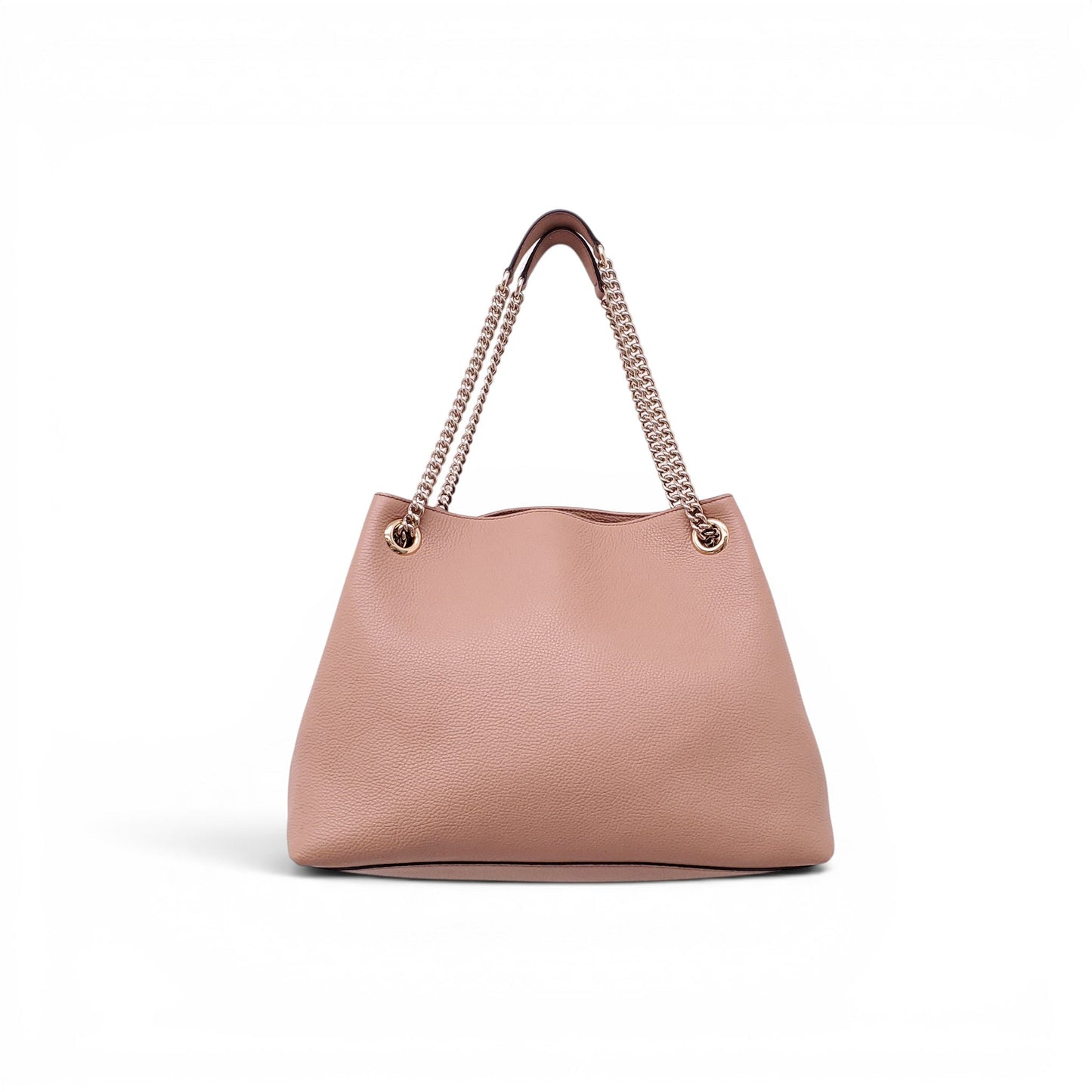GUCCI BLUSH PINK MEDIUM SOHO TASSLE LOGO CHAIN BAG