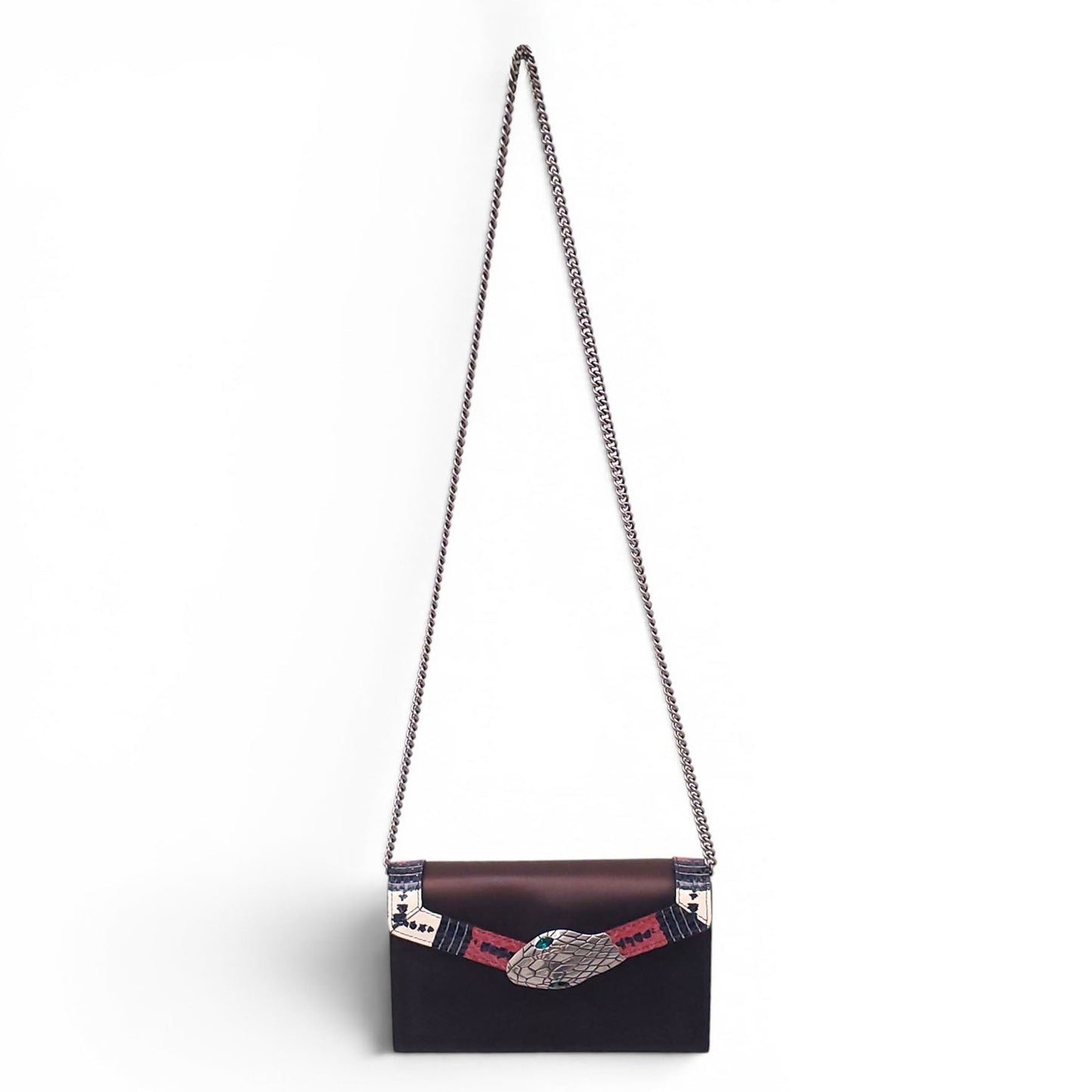 GUCCI SNAKESKIN-TRIMMED BLACK LILITH CHAIN BAG