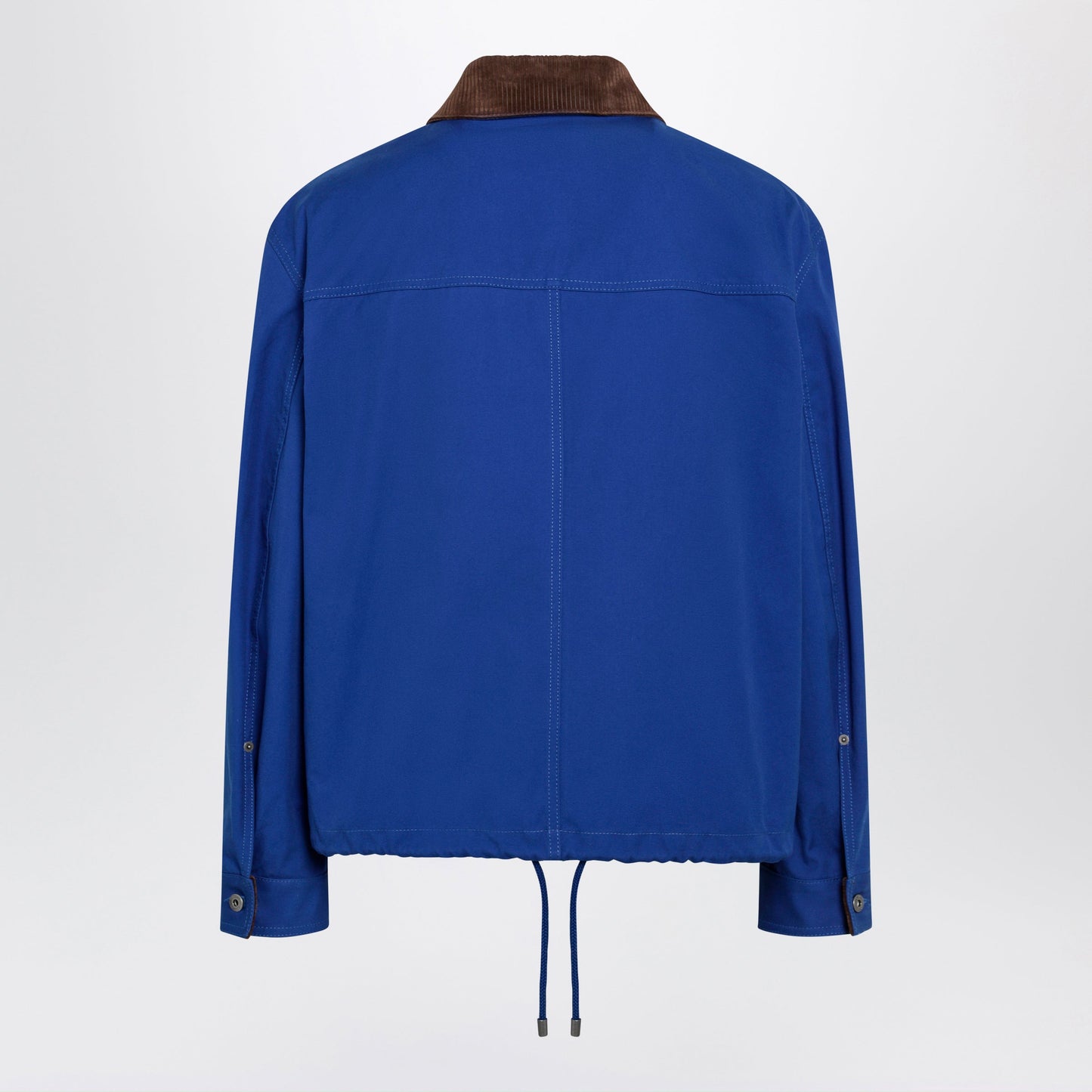 Loewe Long-Sleeve Cotton And Leather Jacket In Blue Men