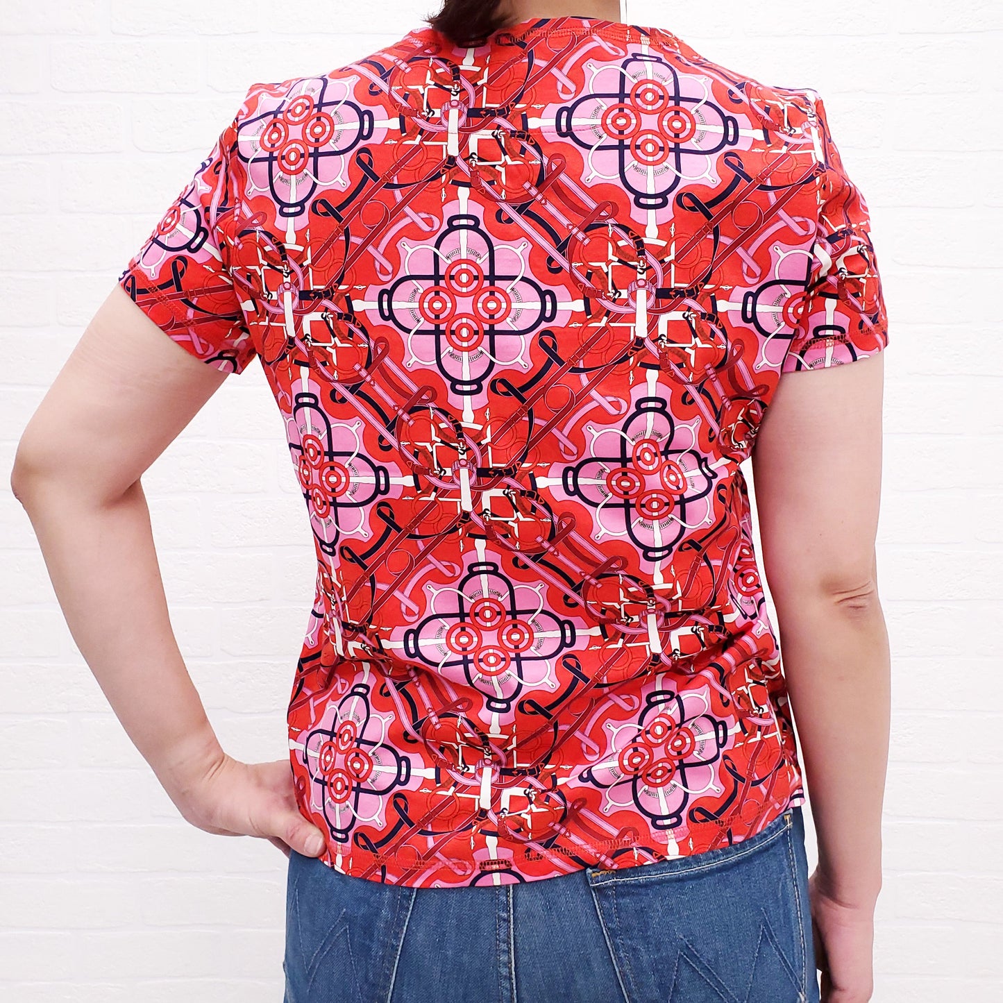 HERMÈS PINK AND RED PATTERNED T-SHIRT - SIZE 42