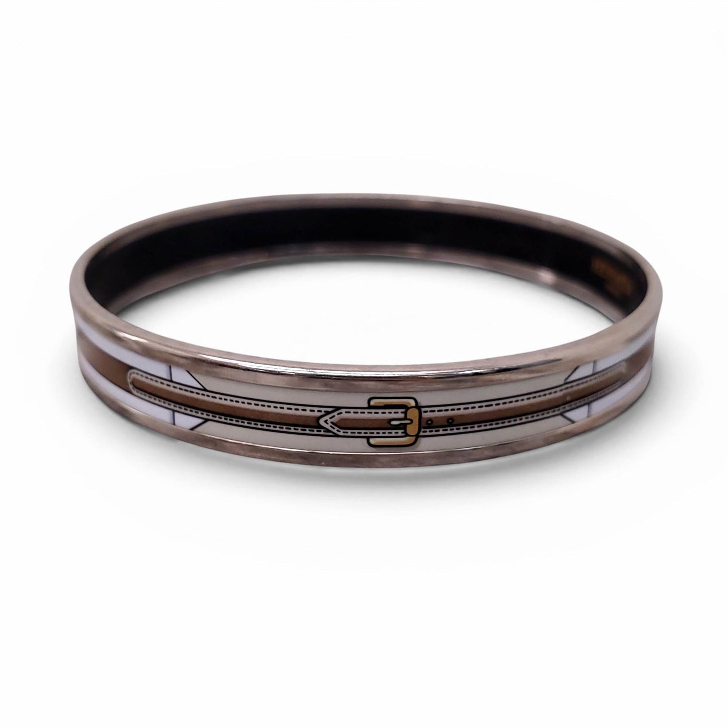 HERMÈS THIN BELT BUCKLE PATTERNED BANGLE - SIZE 70 MM