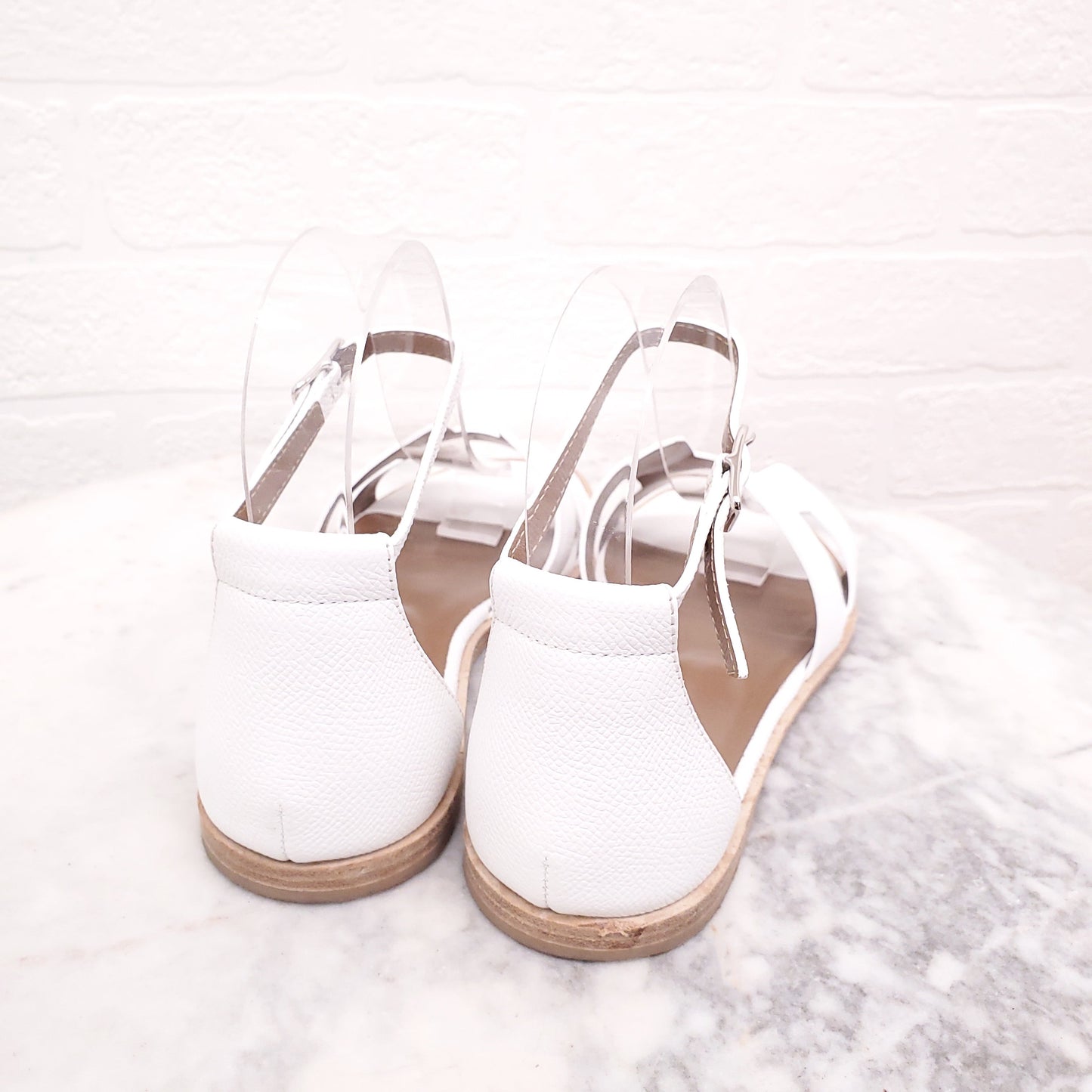 HERMÈS WHITE LEGEND SANDALS - SIZE 36