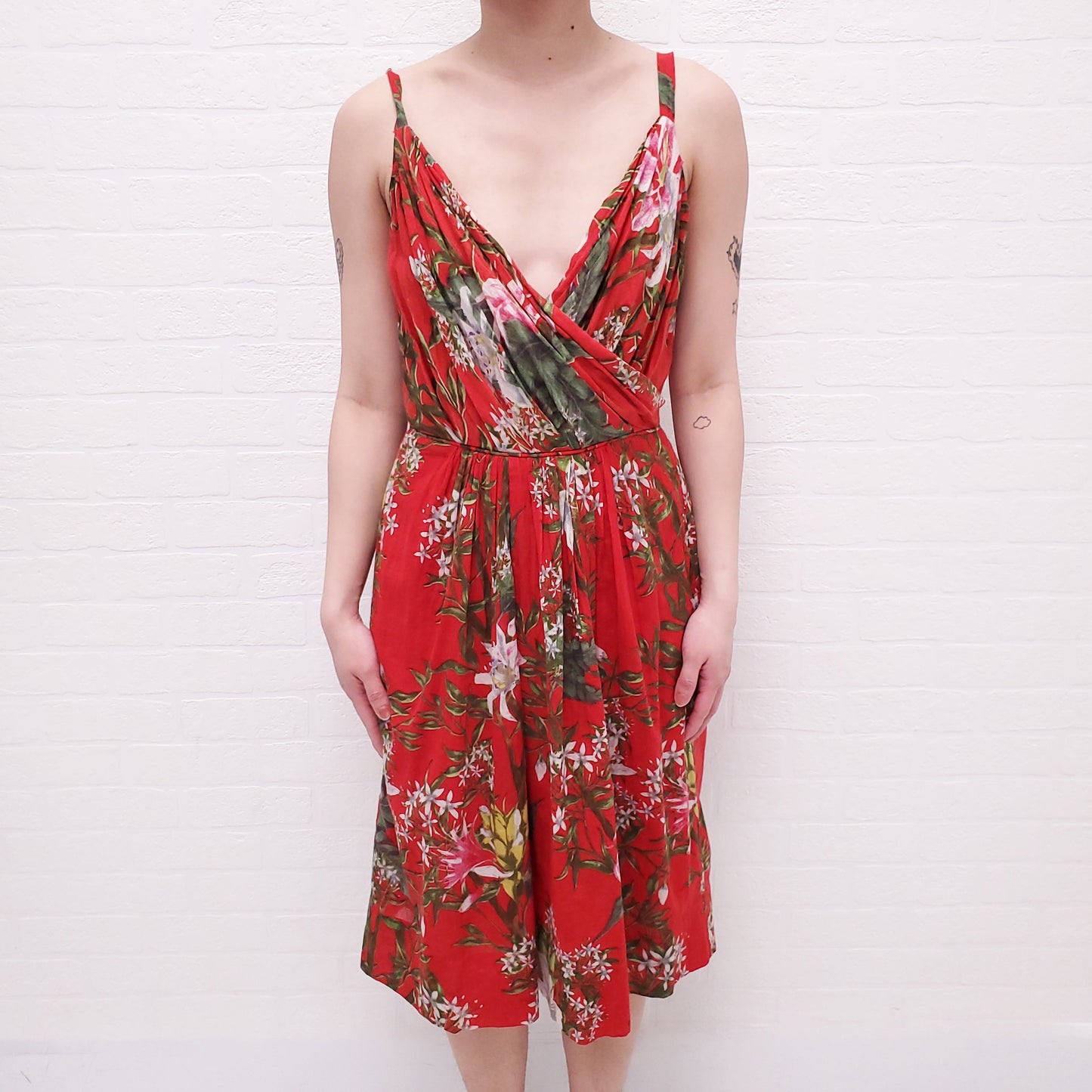 ISABEL MARANT ÉTOILE RED PALM LEAF PATTERNED DRESS - SIZE 36