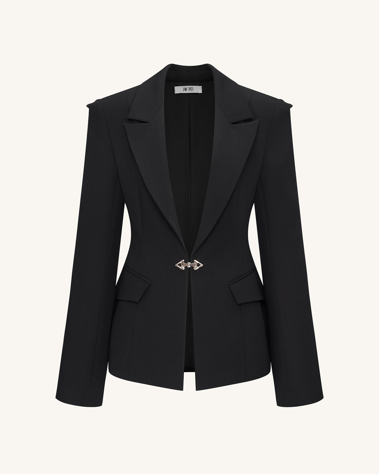 Layla Lock Buckle Deep-V Blazer - Black