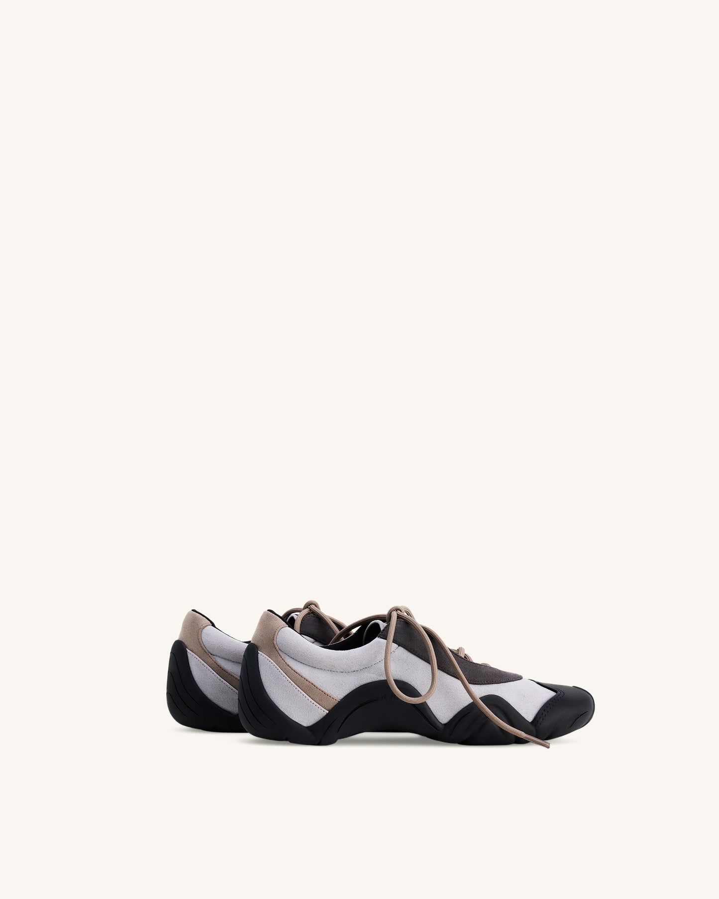 Caitlin Faux Suede Lace-up Ballerina Sneakers - Grey Mix