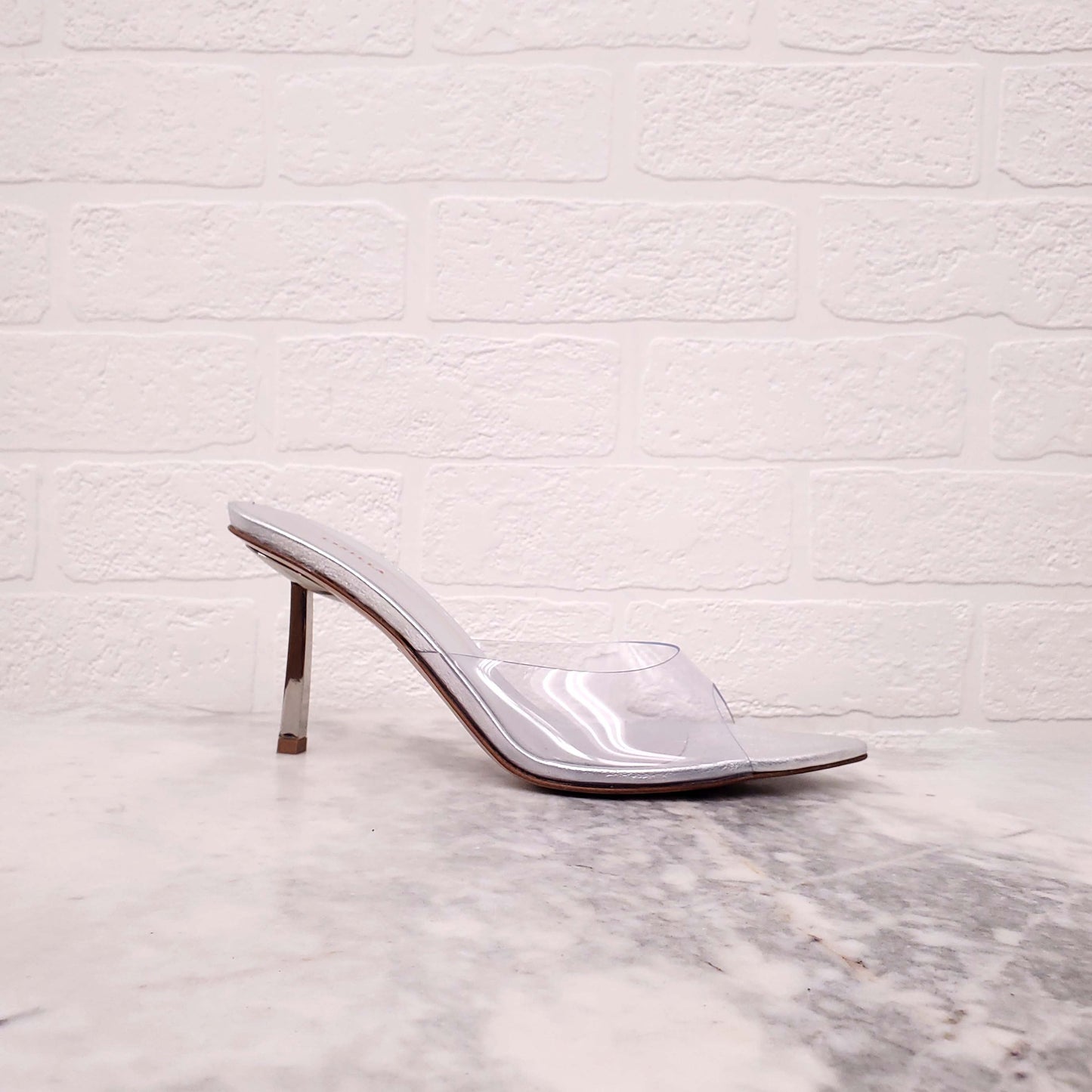 LE SILLA SILVER PVC MULES - SIZE 38.5