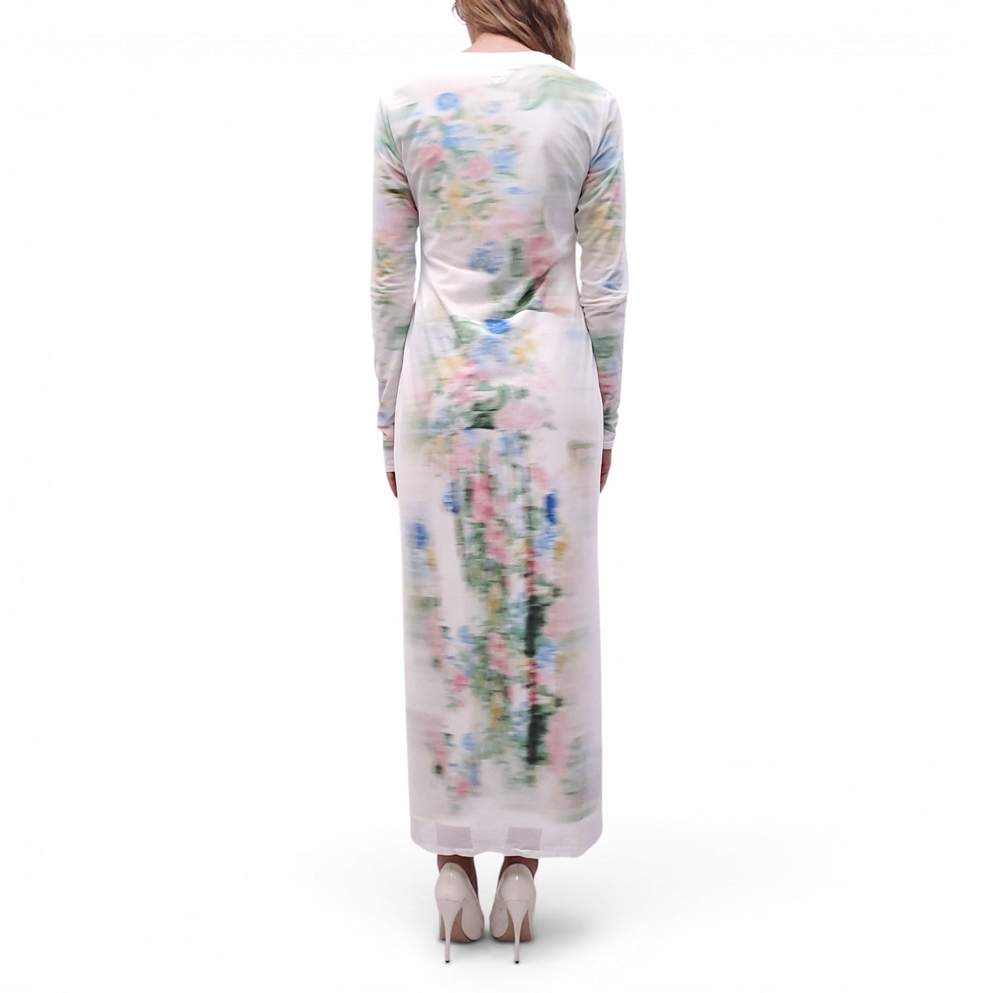 LOEWE PASTEL PRINTED MESH MIDI DRESS - SIZE L
