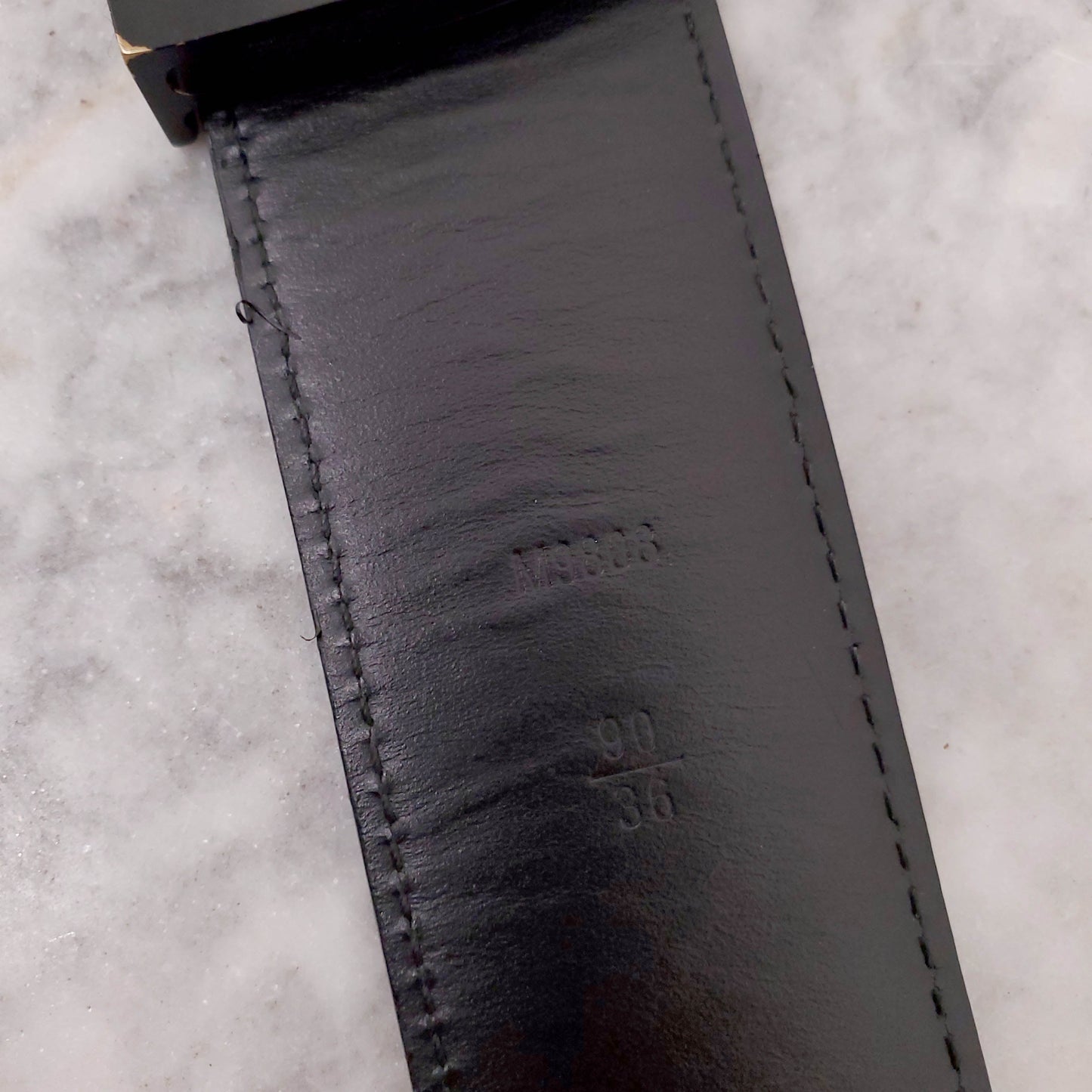 LOUIS VUITTON DAMIER LOGO BELT - SIZE 90
