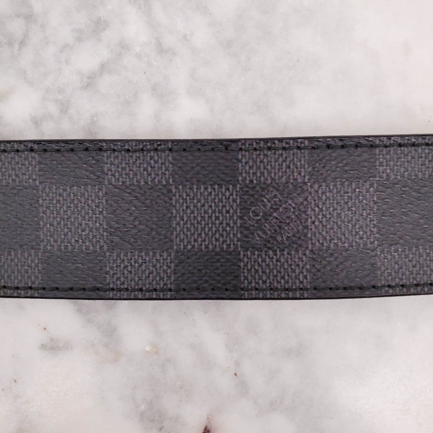 LOUIS VUITTON DAMIER LOGO BELT - SIZE 90