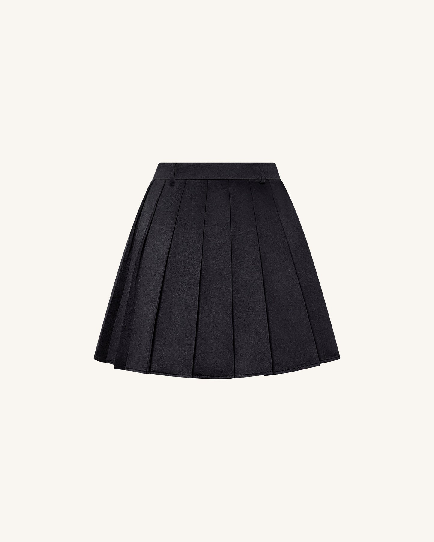 Satin Pleated Mini Skirt - Black