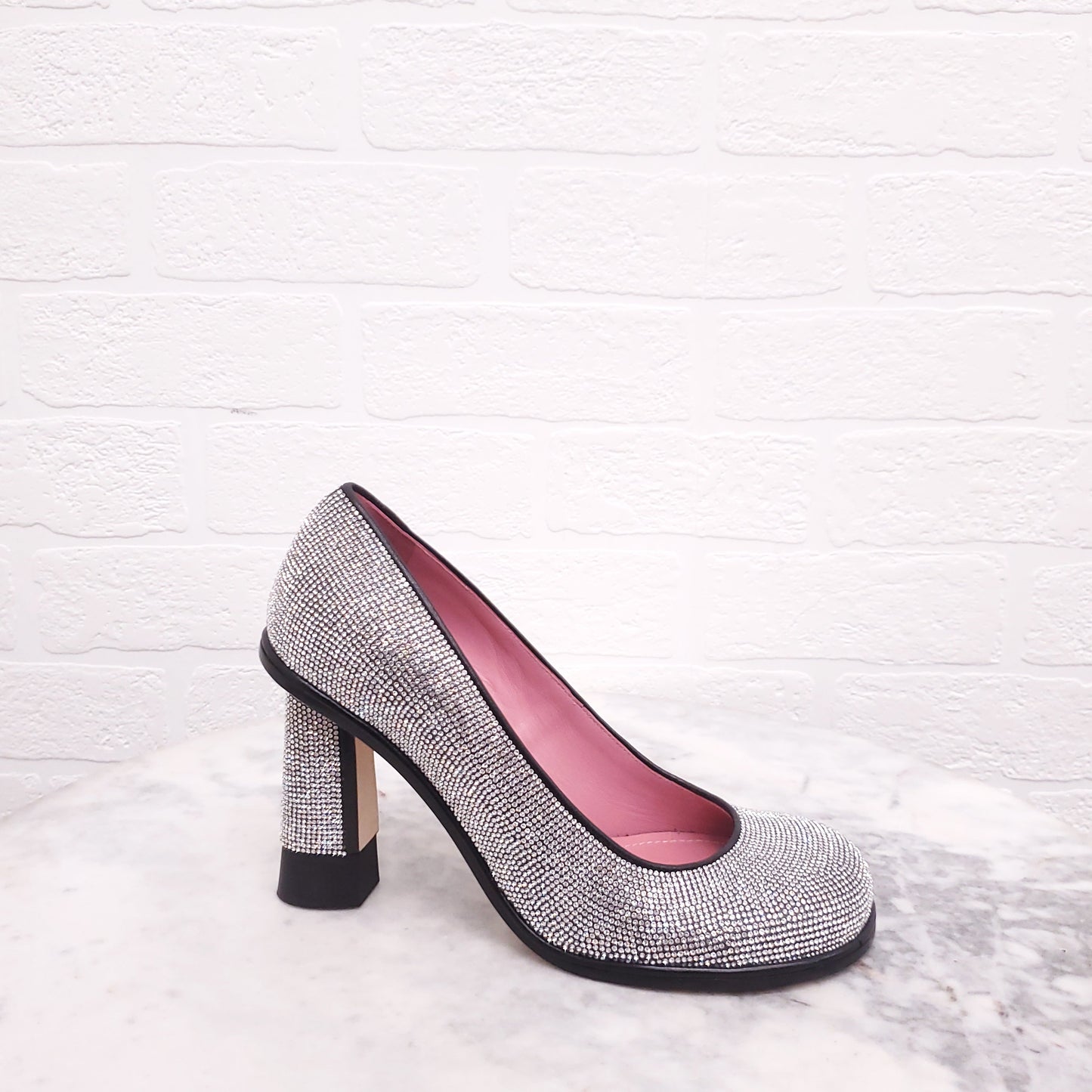 MARCO DE VINCENZO CRYSTAL ROUND TOE HEELS - SIZE 36