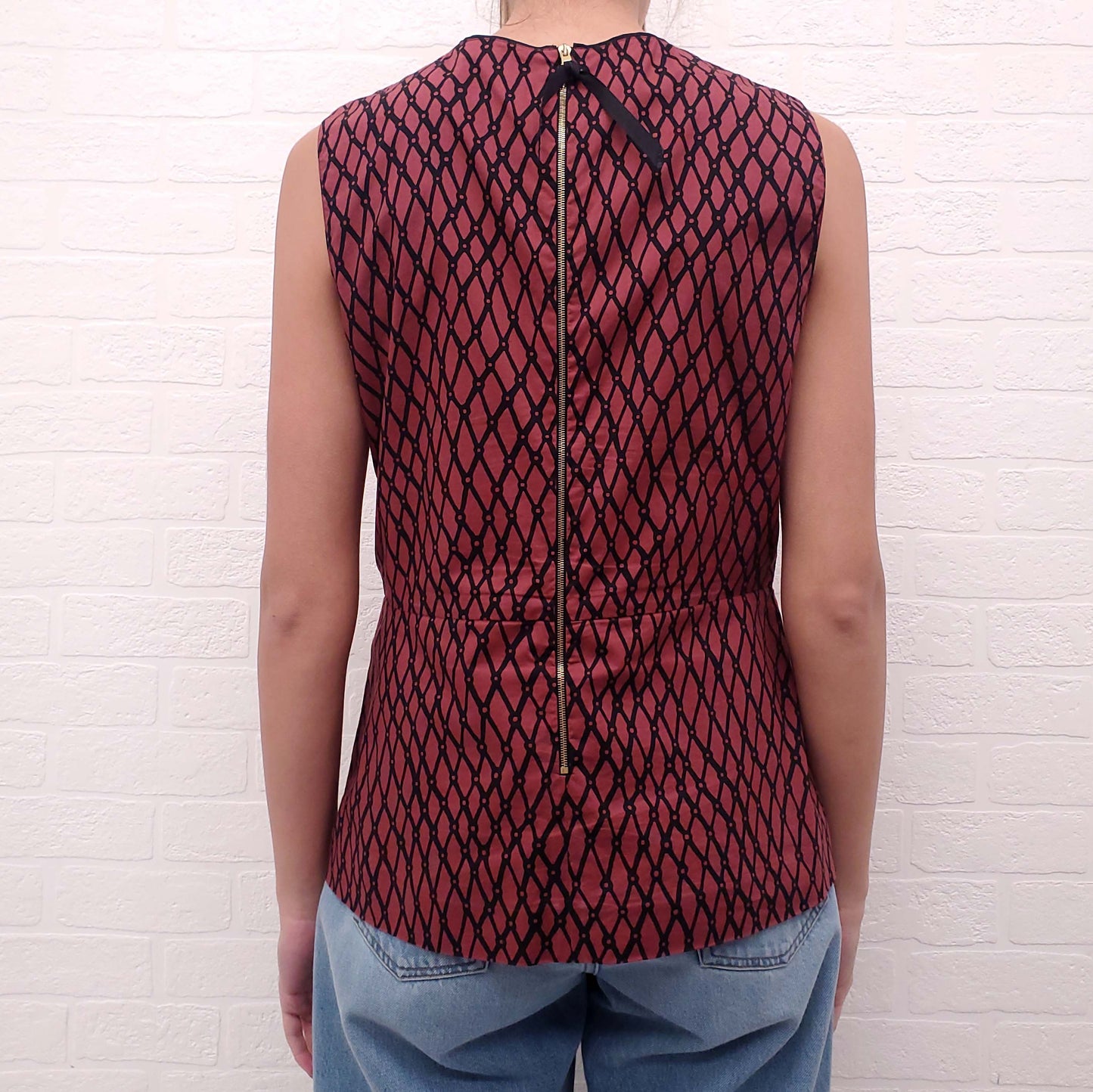 MARNI BURGUNDY PATTERNED TANK TOP - SIZE 42