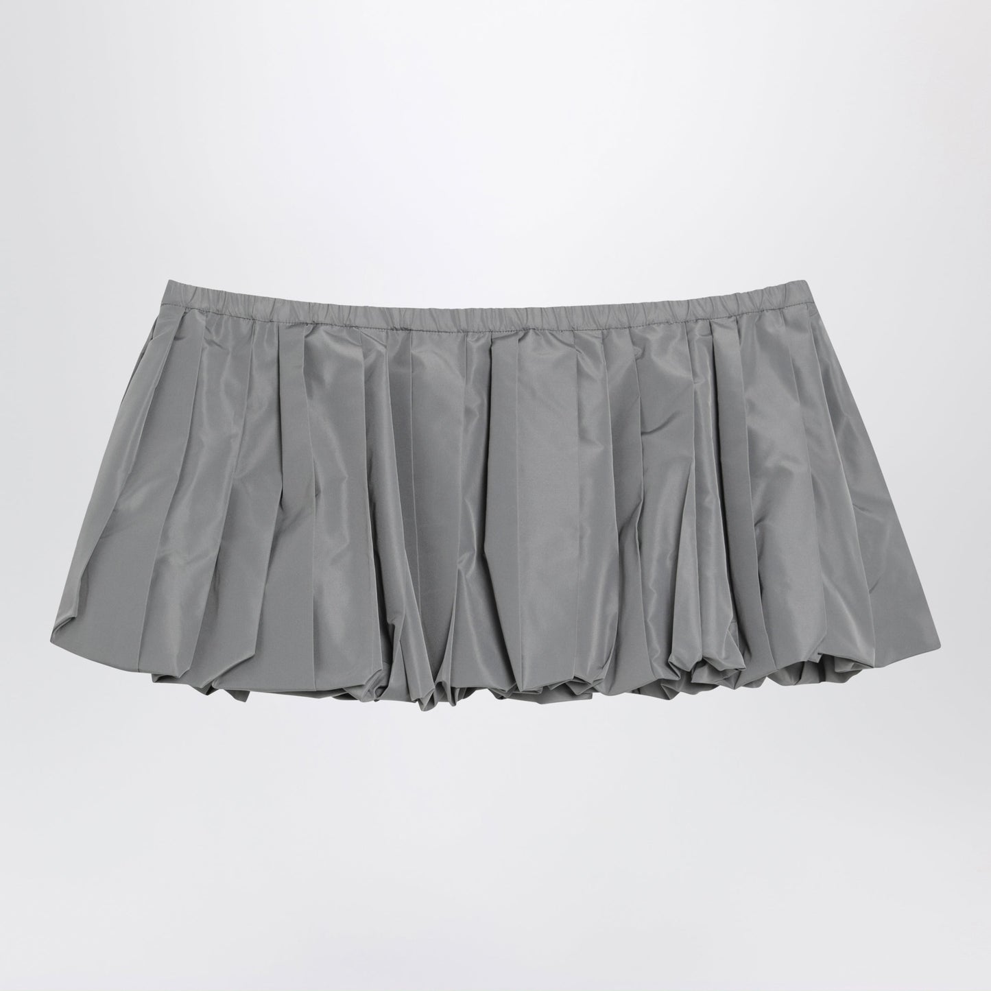 Miu Miu Pleated Balloon Tec Canvas Miniskirt In Lead Grey Women