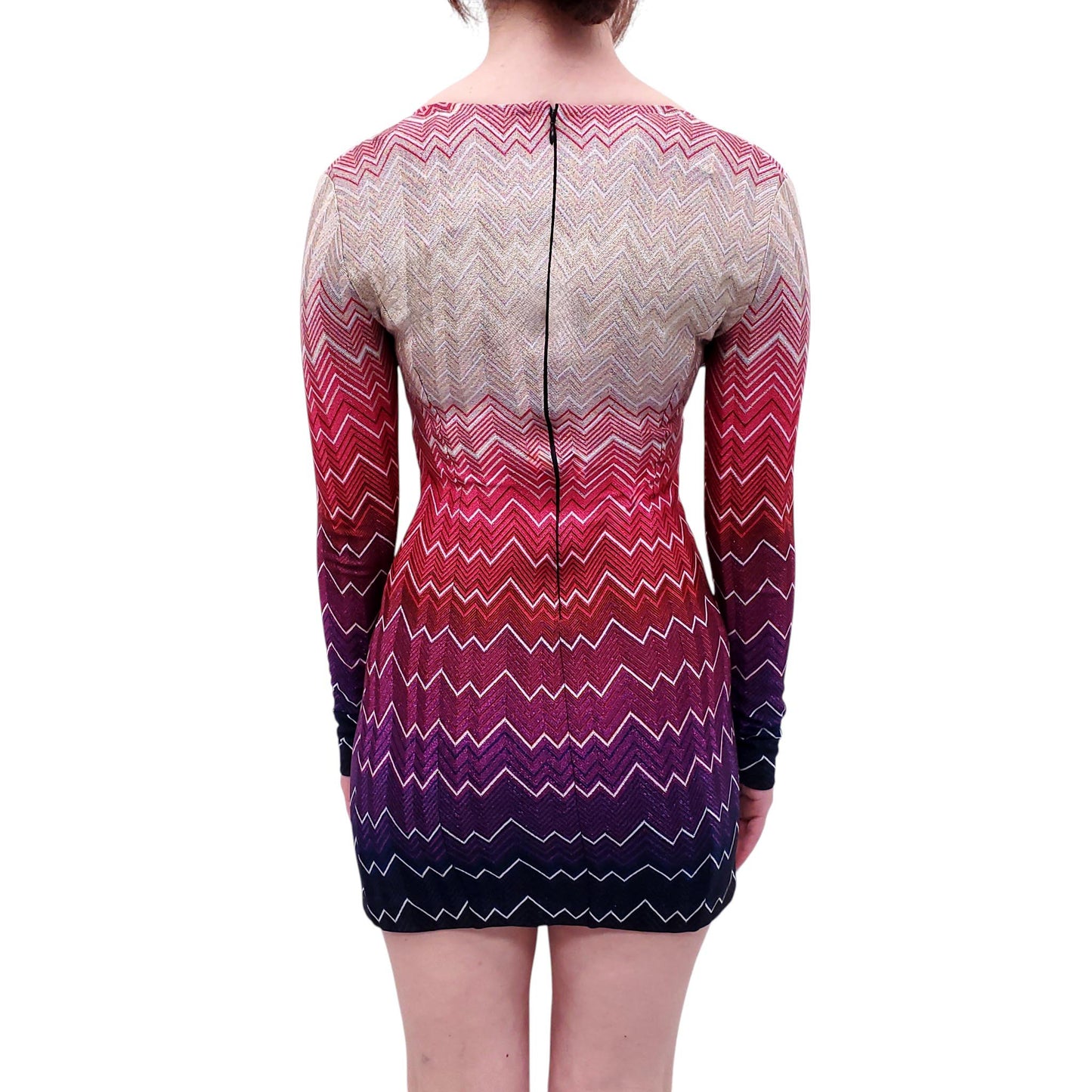 MISSONI OMBRE CHEVRON SQUARE-NECK MINI DRESS - SIZE 38