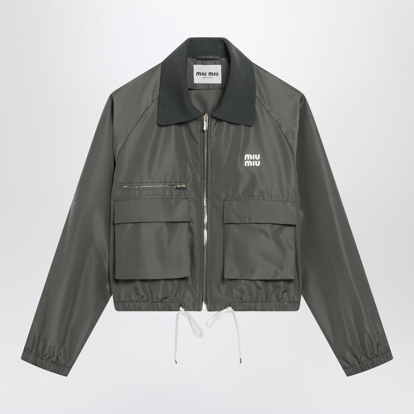 Miu Miu Water-Repellent Tela Tec Blouson In Forest Green Women