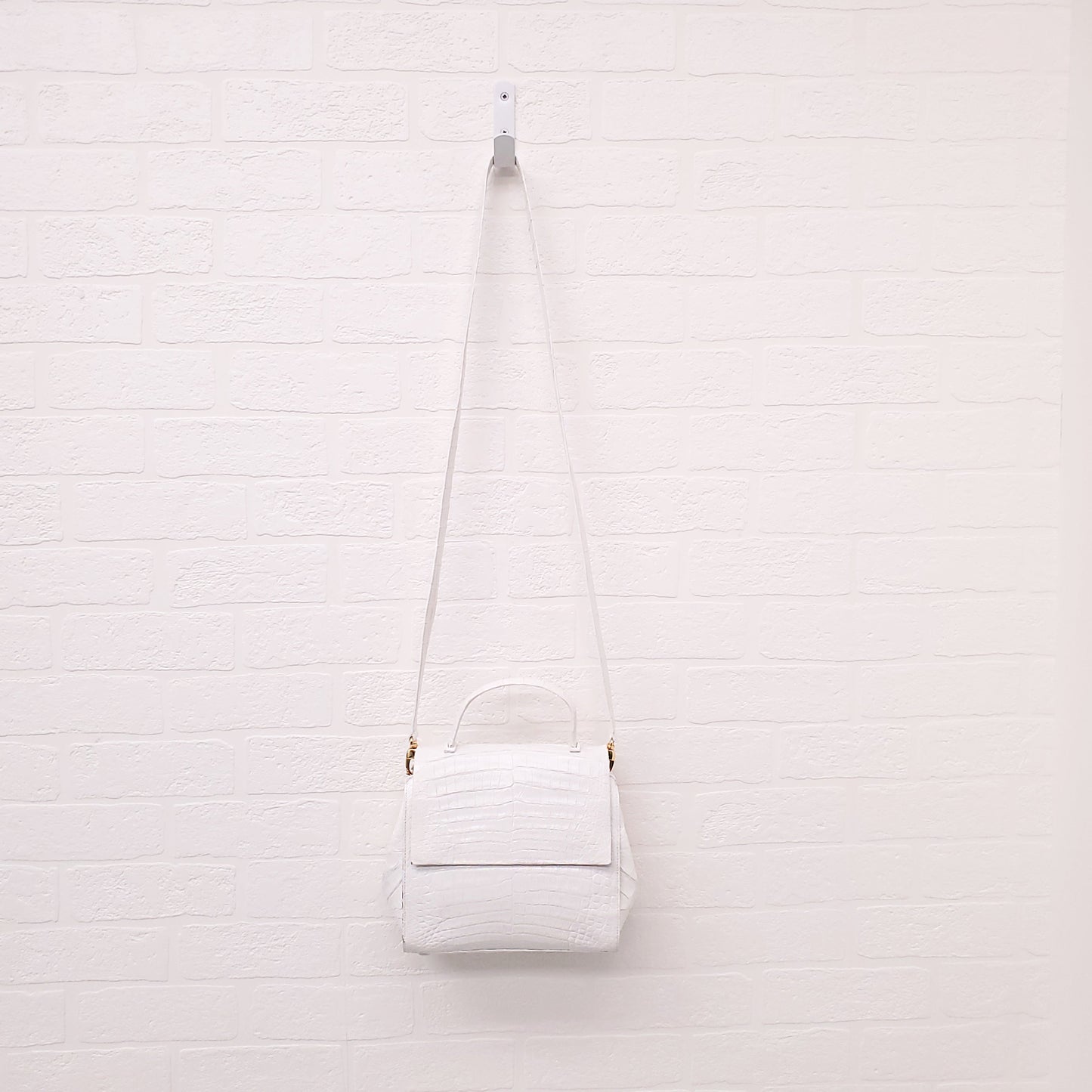 NANCY GONZALEZ WHITE CROCODILE CROSSBODY BAG