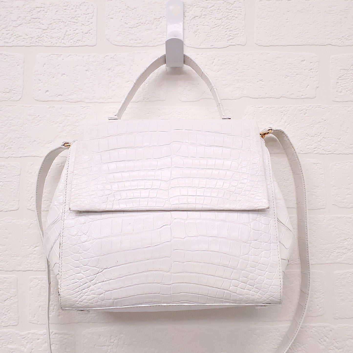 NANCY GONZALEZ WHITE CROCODILE CROSSBODY BAG