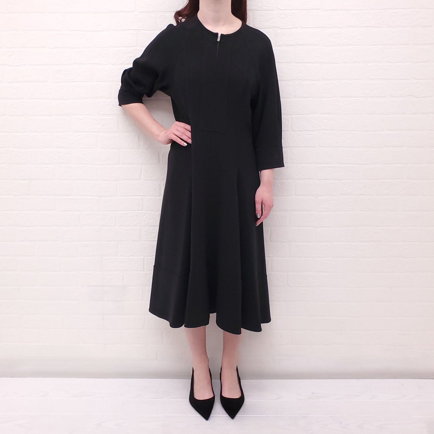 PROENZA SCHOULER BLACK DRESS WITH ZIPPER DETAIL - SIZE 8