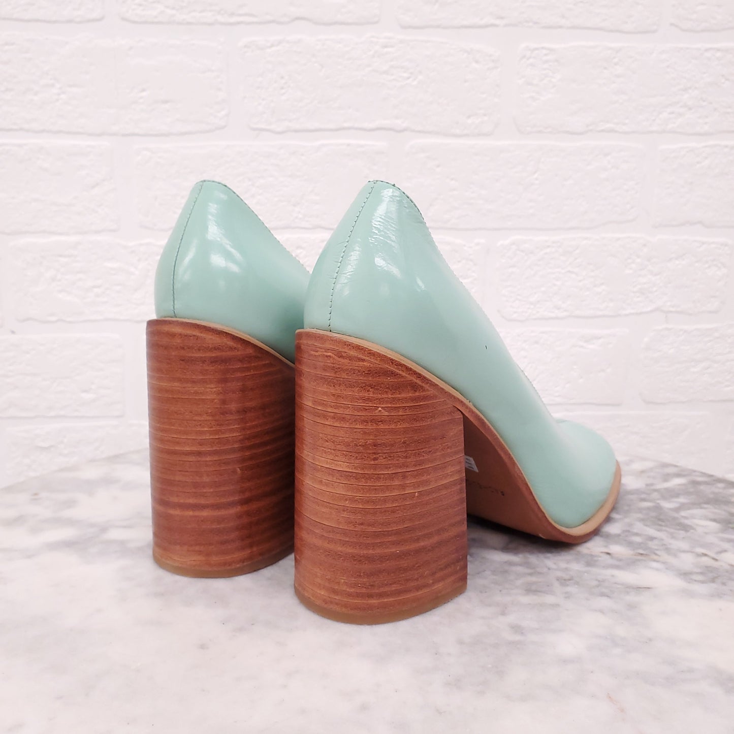 RACHEL COMEY GREEN PATENT HEELS - SIZE 7