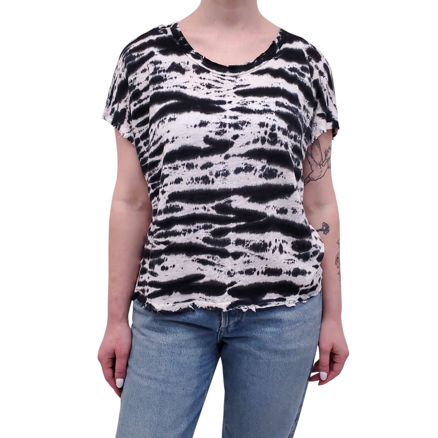 RTA ABSTRACT ZEBRA PRINT T-SHIRT - SIZE M