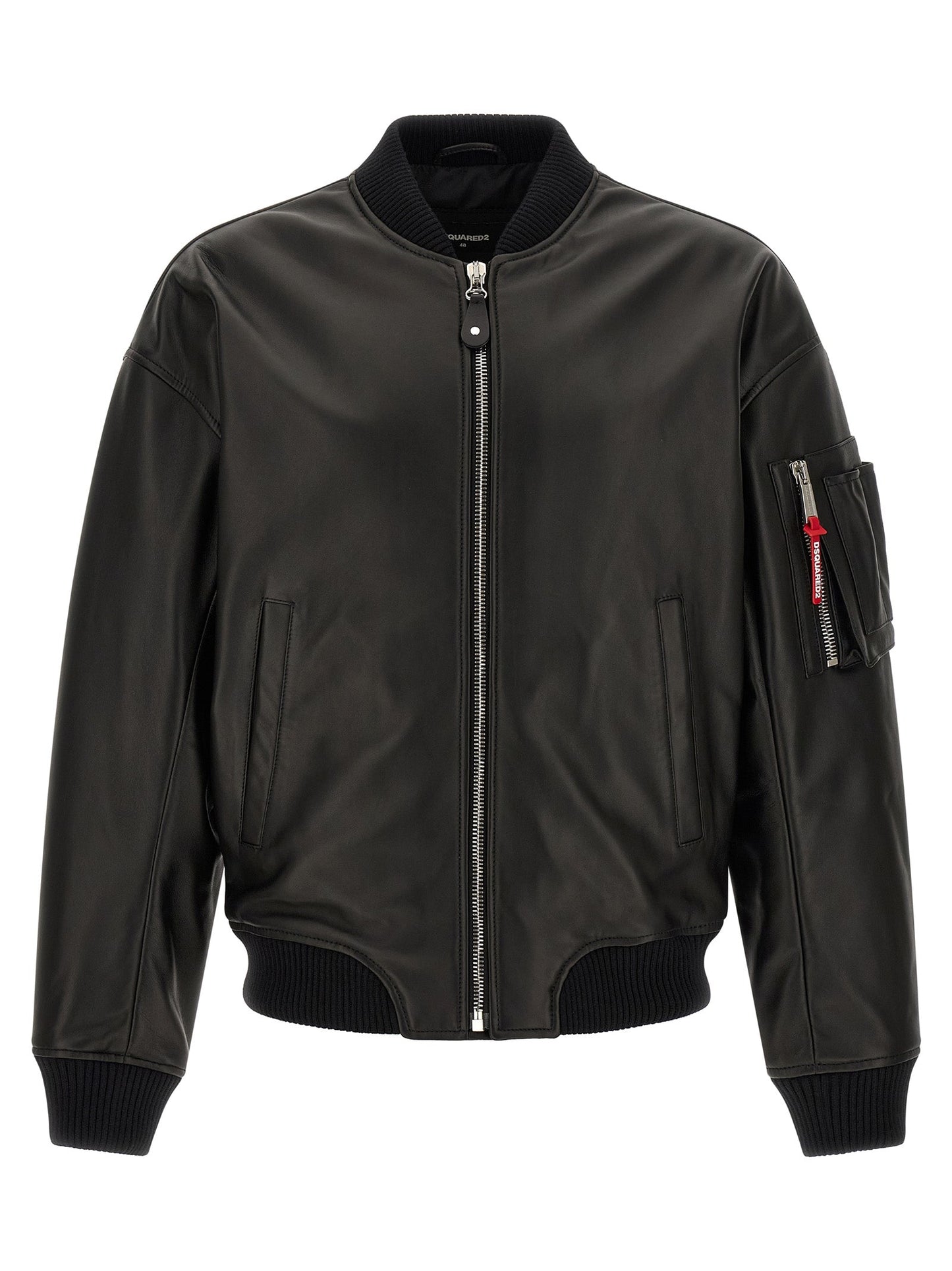 Dsquared2 Men Leather Bomber Jacket