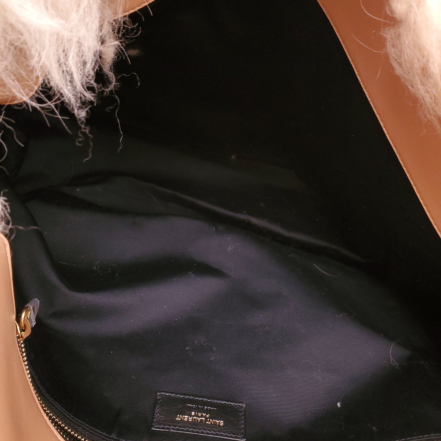 SAINT LAURENT NATURAL SHEARLING ENVELOPE SHOULDER BAG